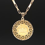 10K and 14K Greek Pantheon and Ship Pendant Necklace