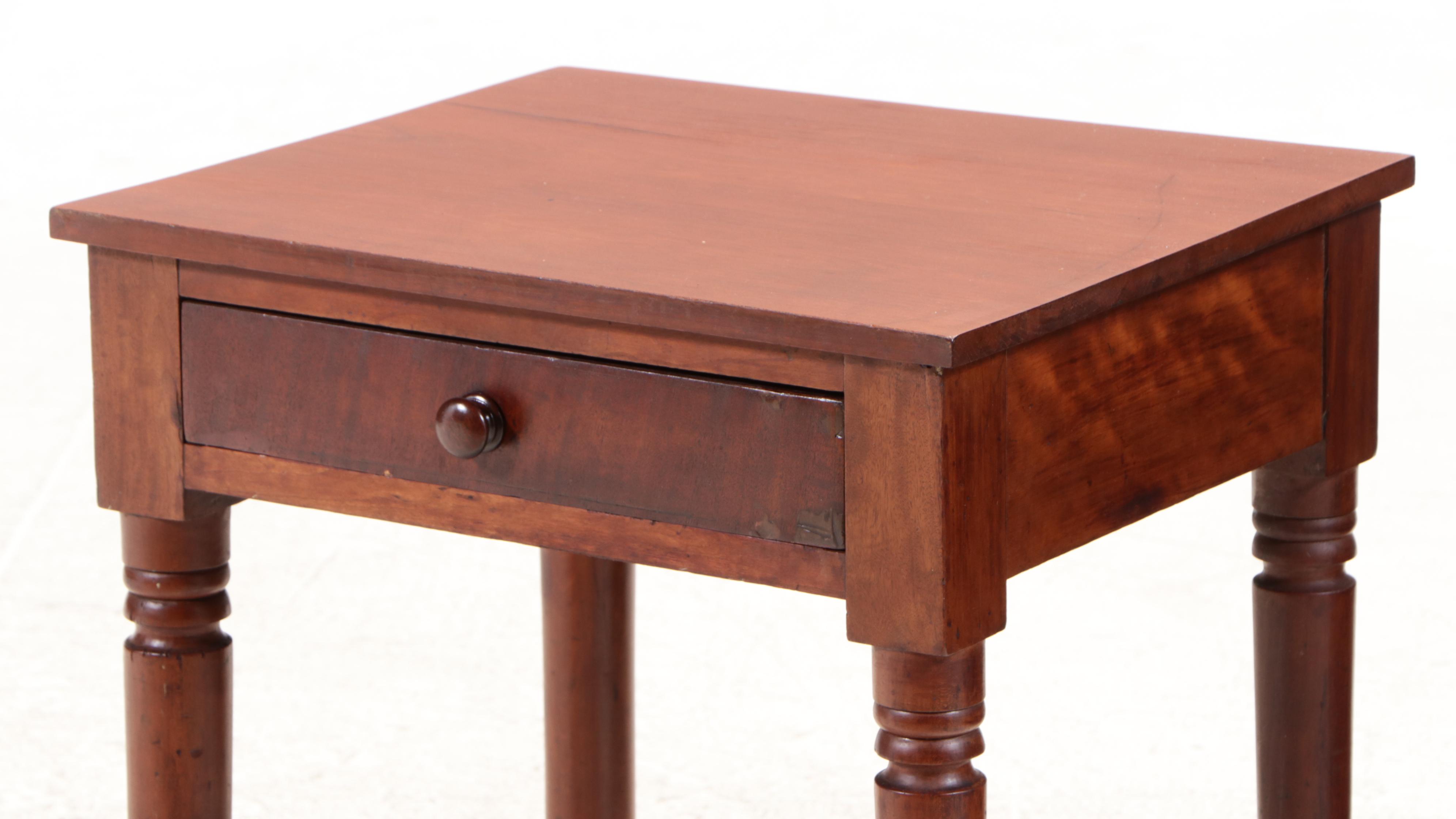 American Primitive Cherrywood and Mahogany Side Table, 19th Century
