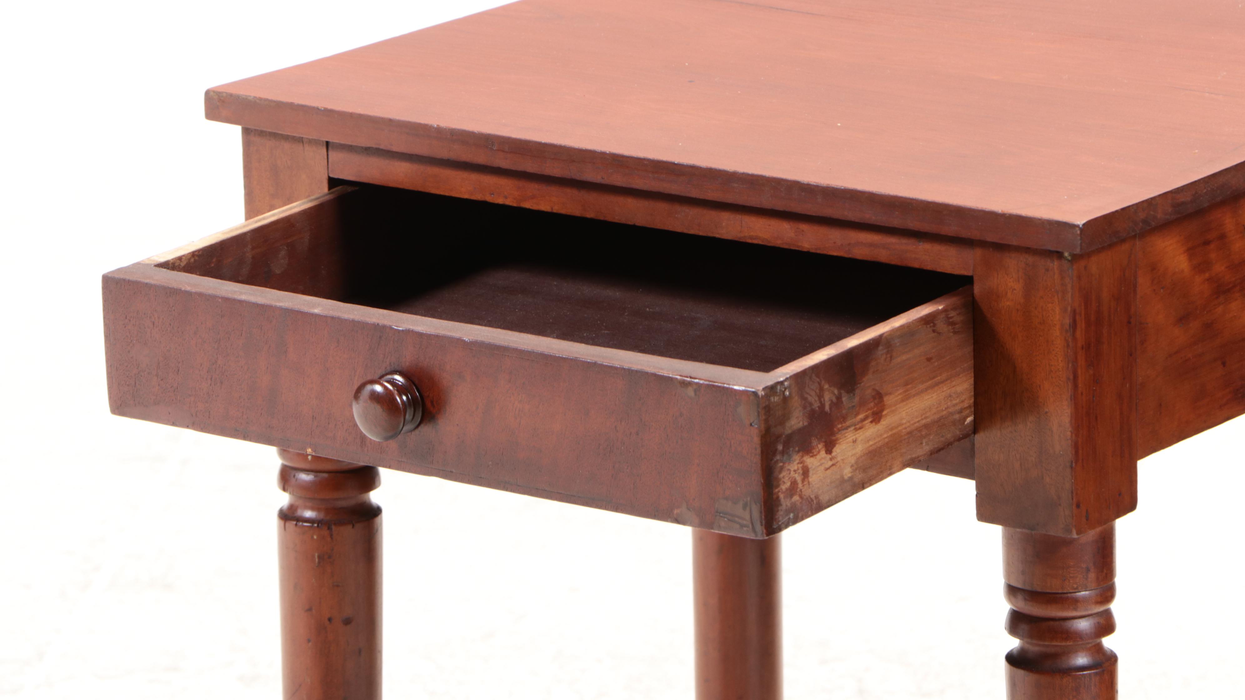 American Primitive Cherrywood and Mahogany Side Table, 19th Century