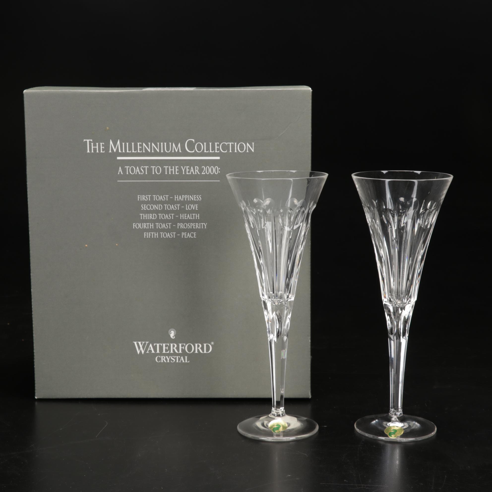 Waterford Crystal Millennium Series "Love" Champagne Flutes