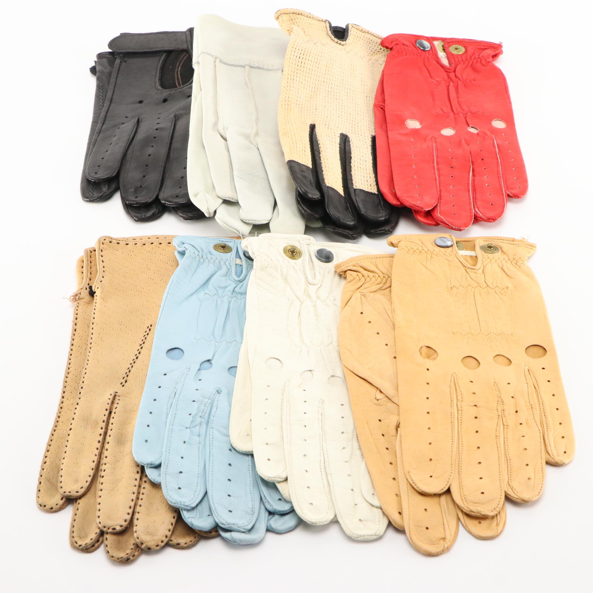Leather Vintage Hand Gloves and Driving Gloves in a Variety of Colors
