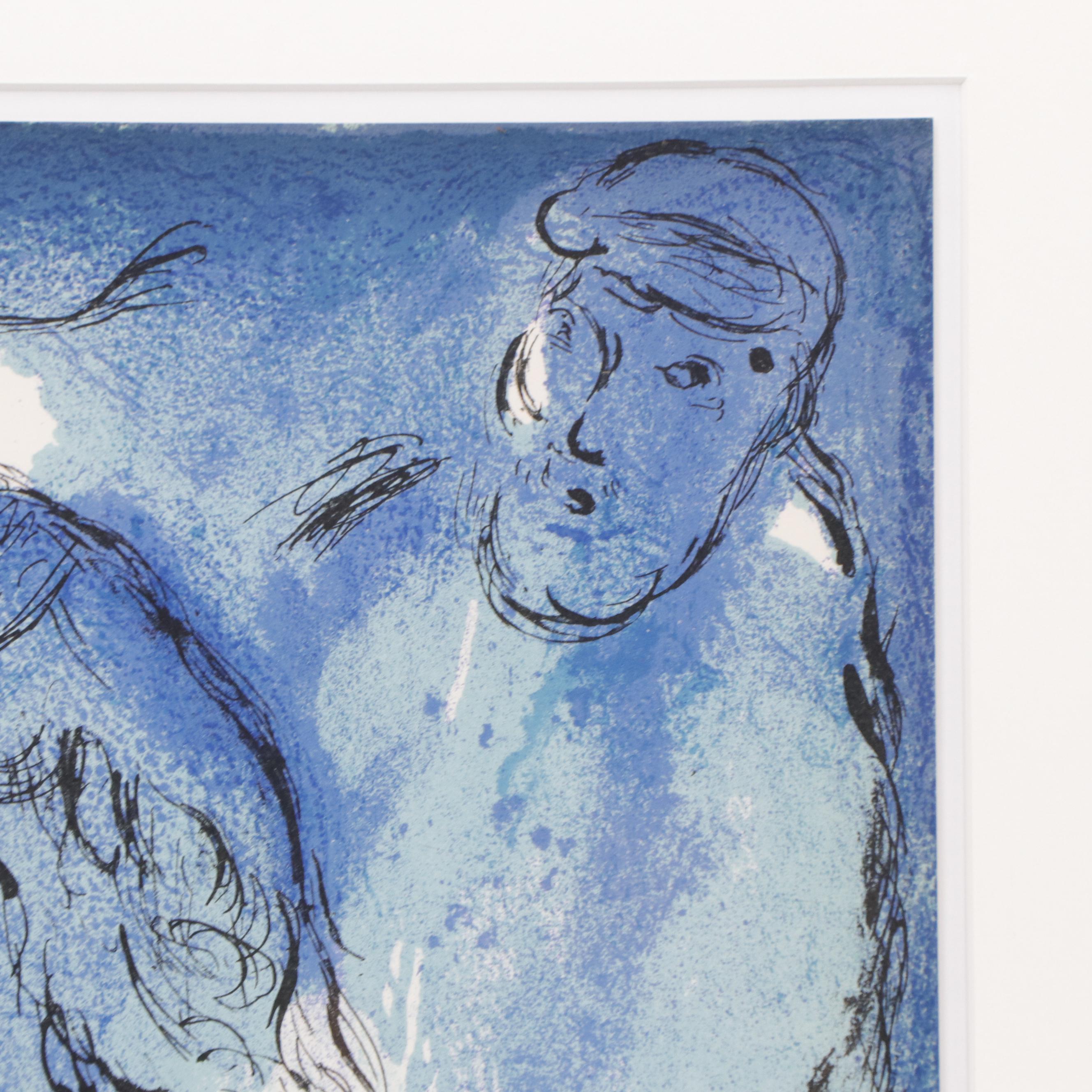 Marc Chagall Color Lithograph "Abraham and Sarah," 1956