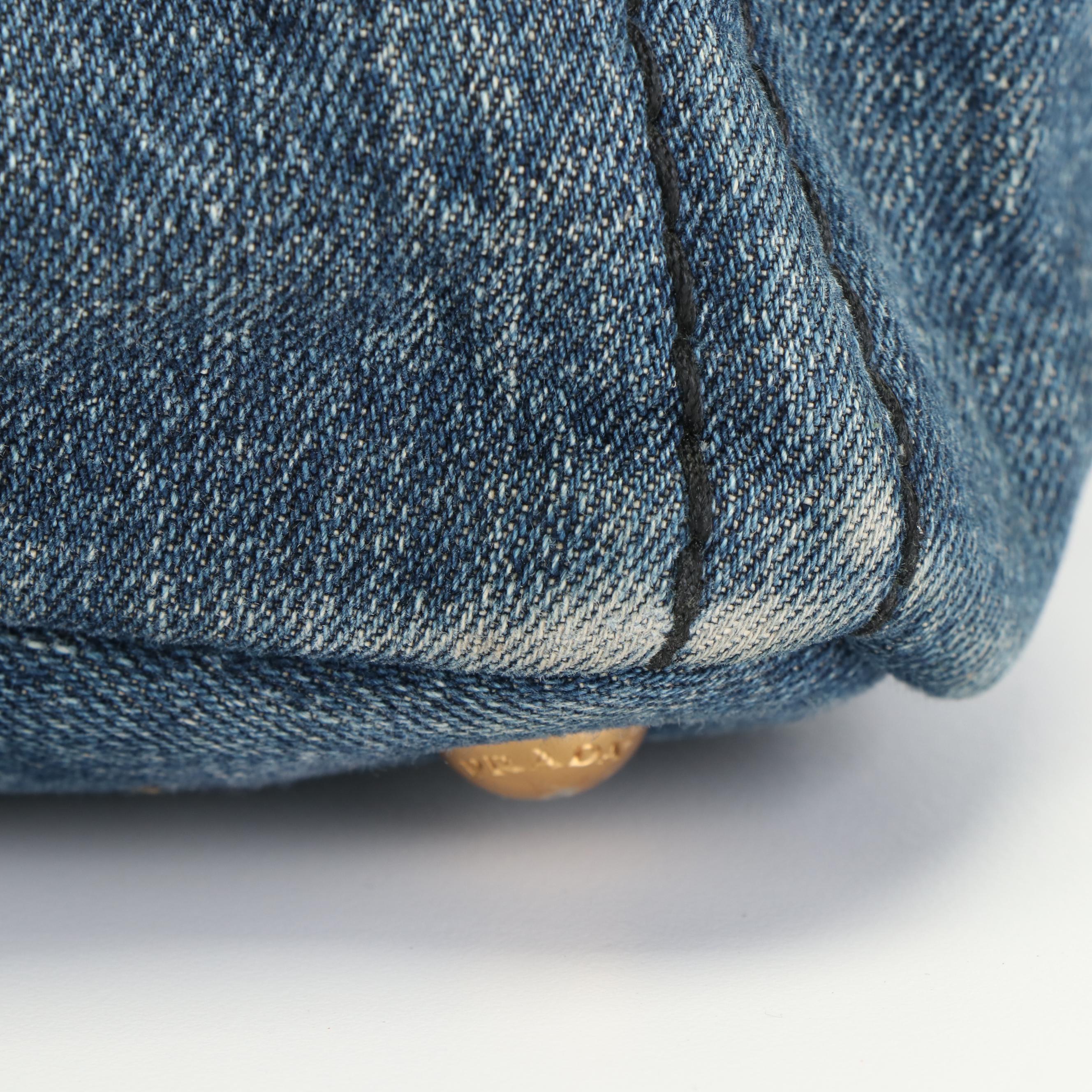 Prada Canapa Logo Tote in Blue Denim