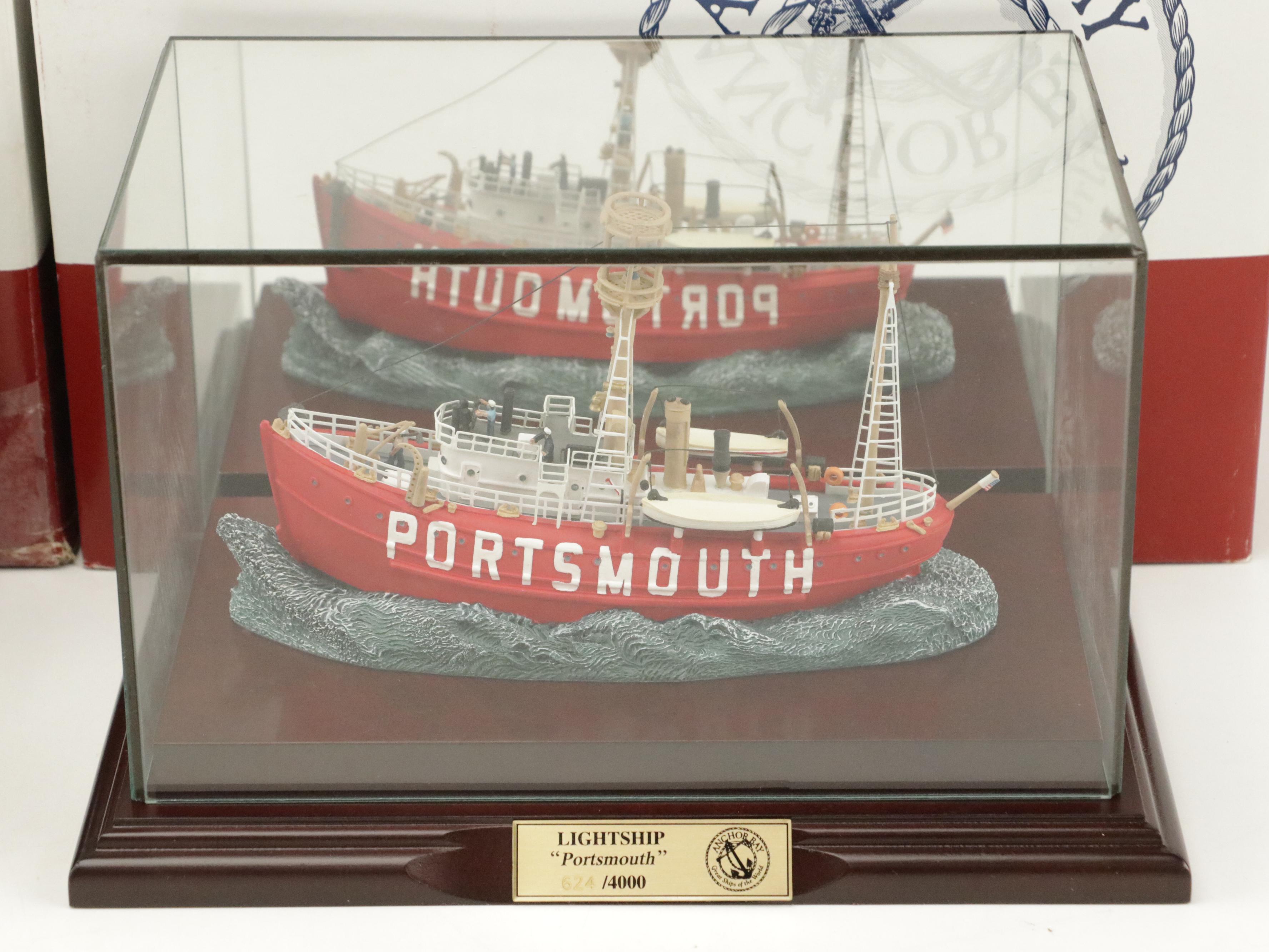 Anchor Bay "The Columbia" and "The Portsmouth" Model Ships and Display Cases