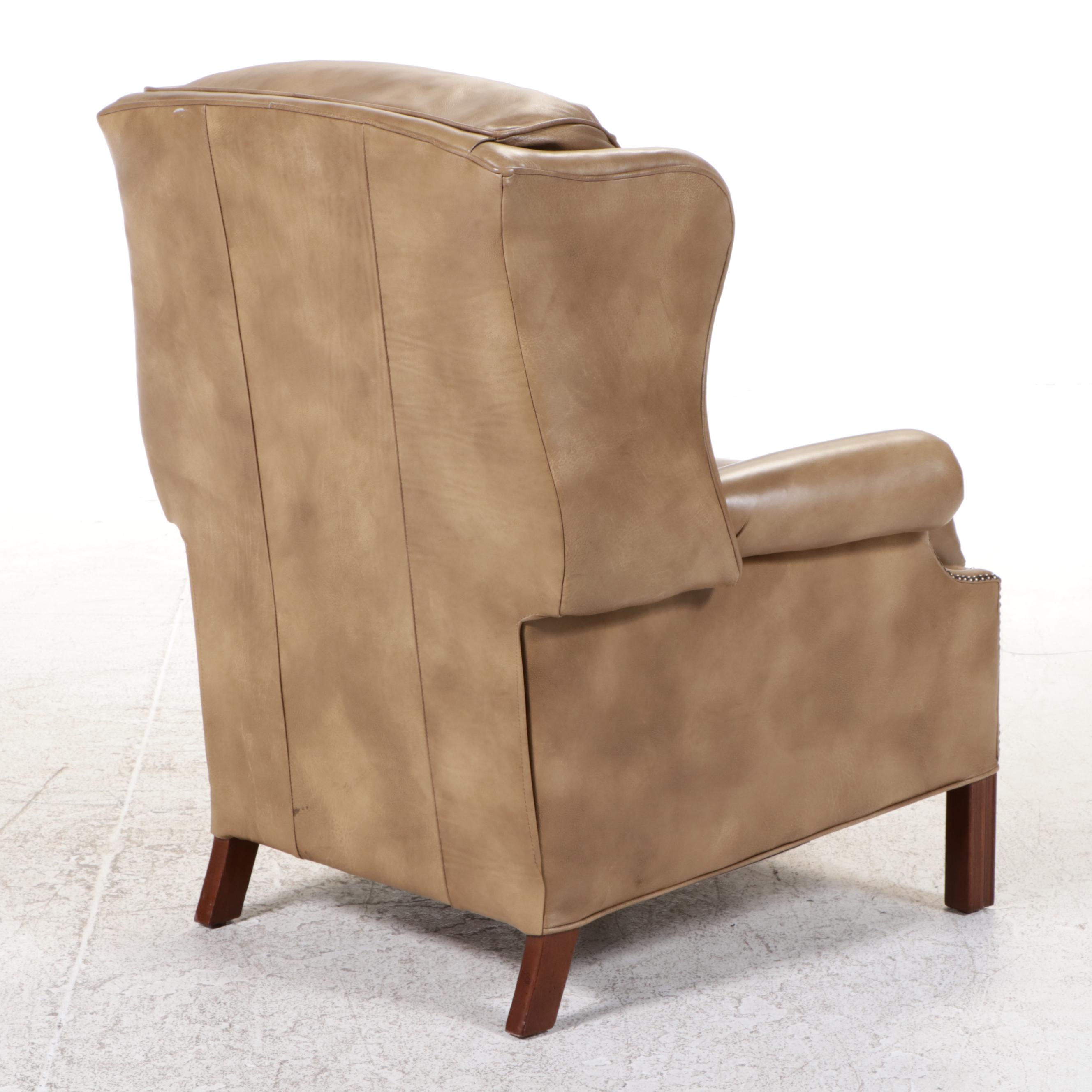 Bradington Young Chippendale Style Leather Wingback Recliner with