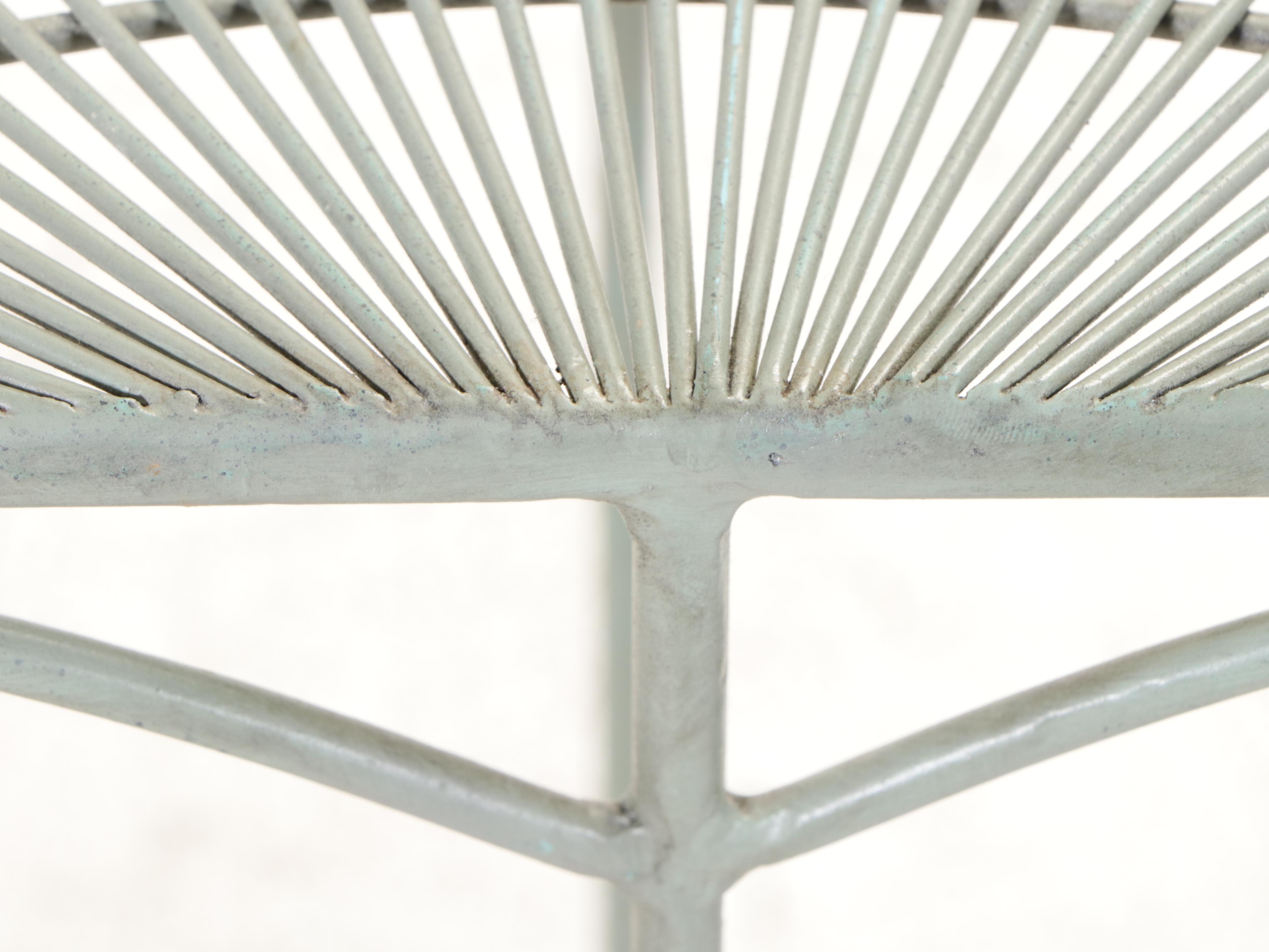 Green-Painted Wirework Demilune Console Table