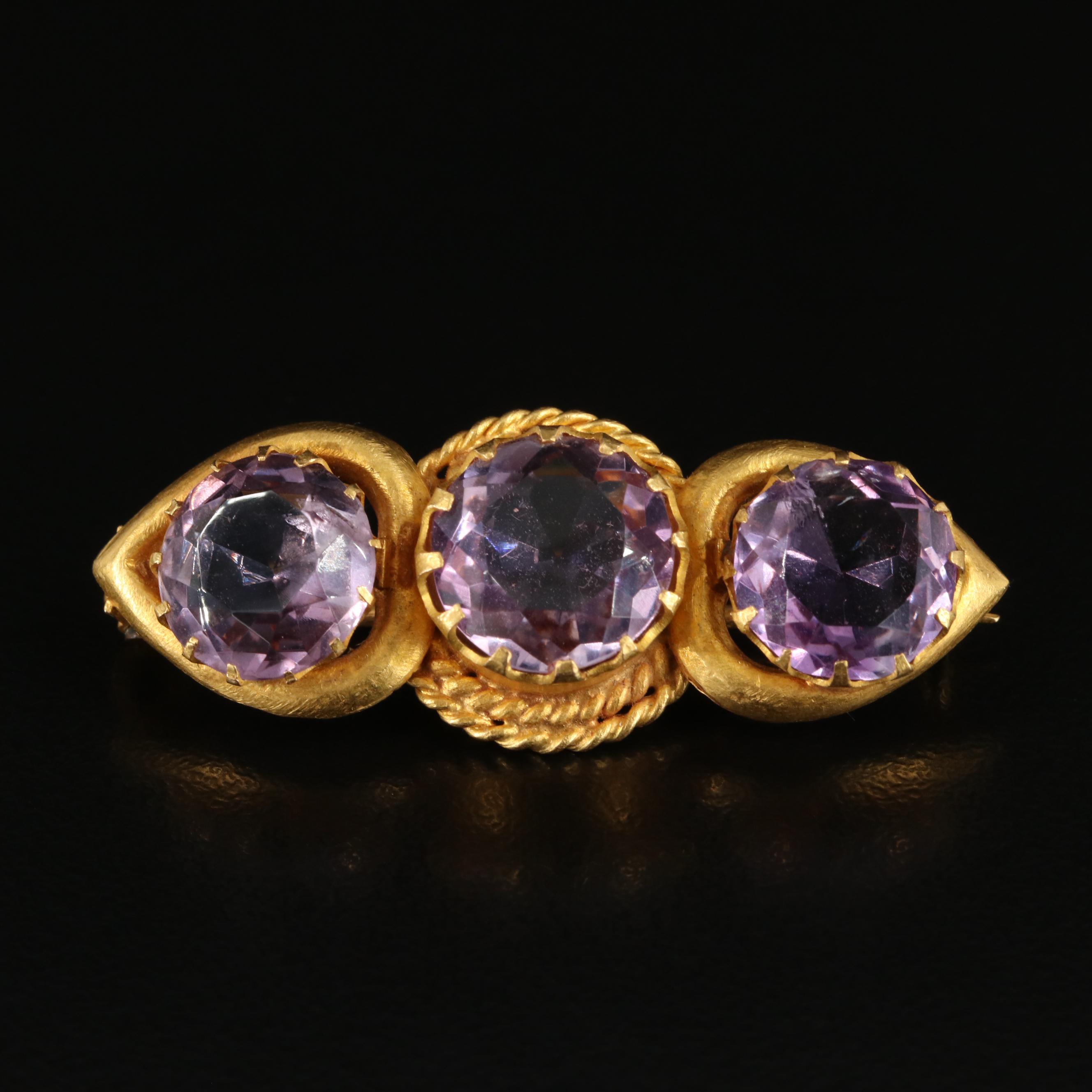 18K Amethyst Brooch
