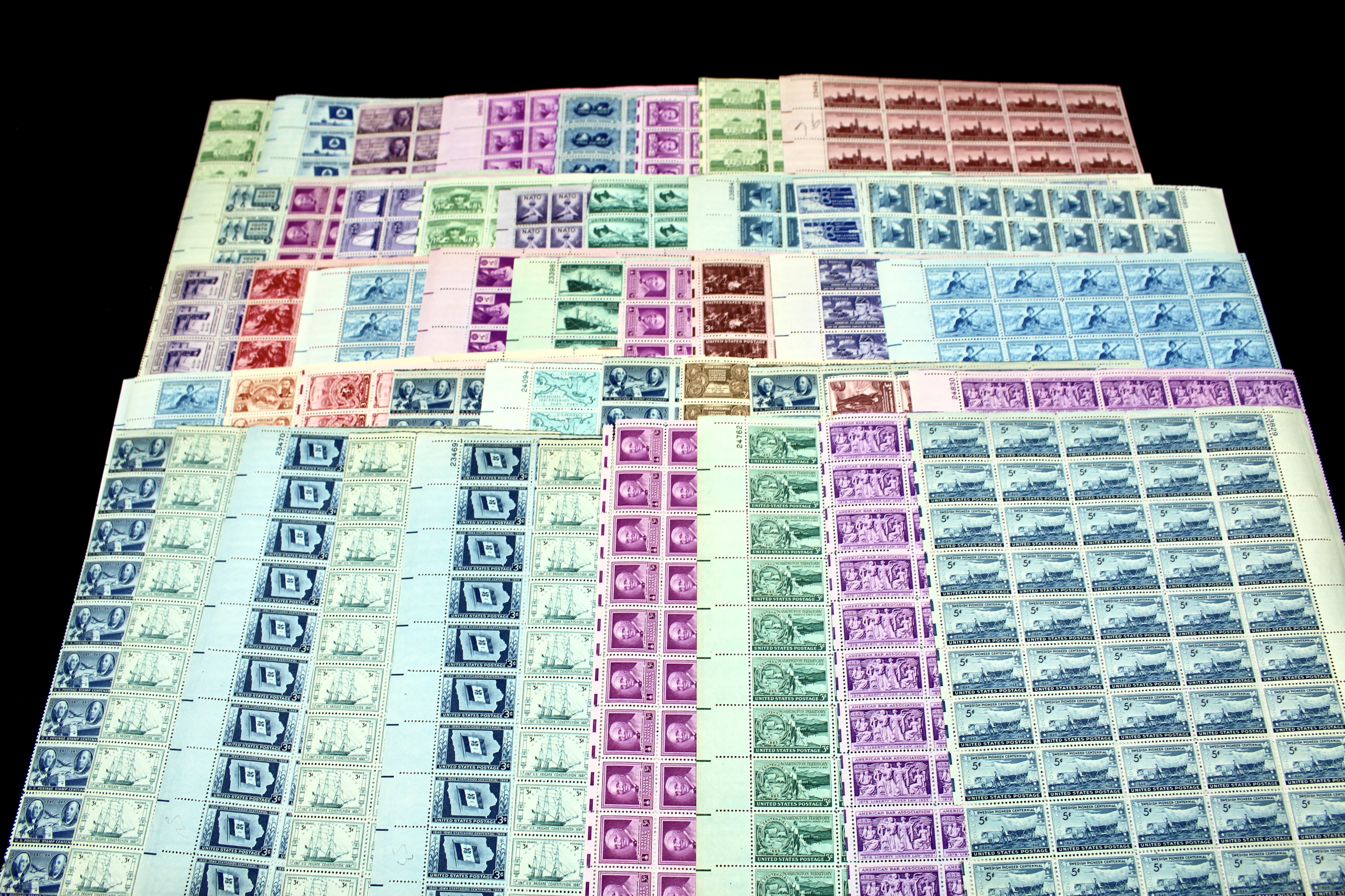 Grouping of 71 Full Postage Stamp Sheets