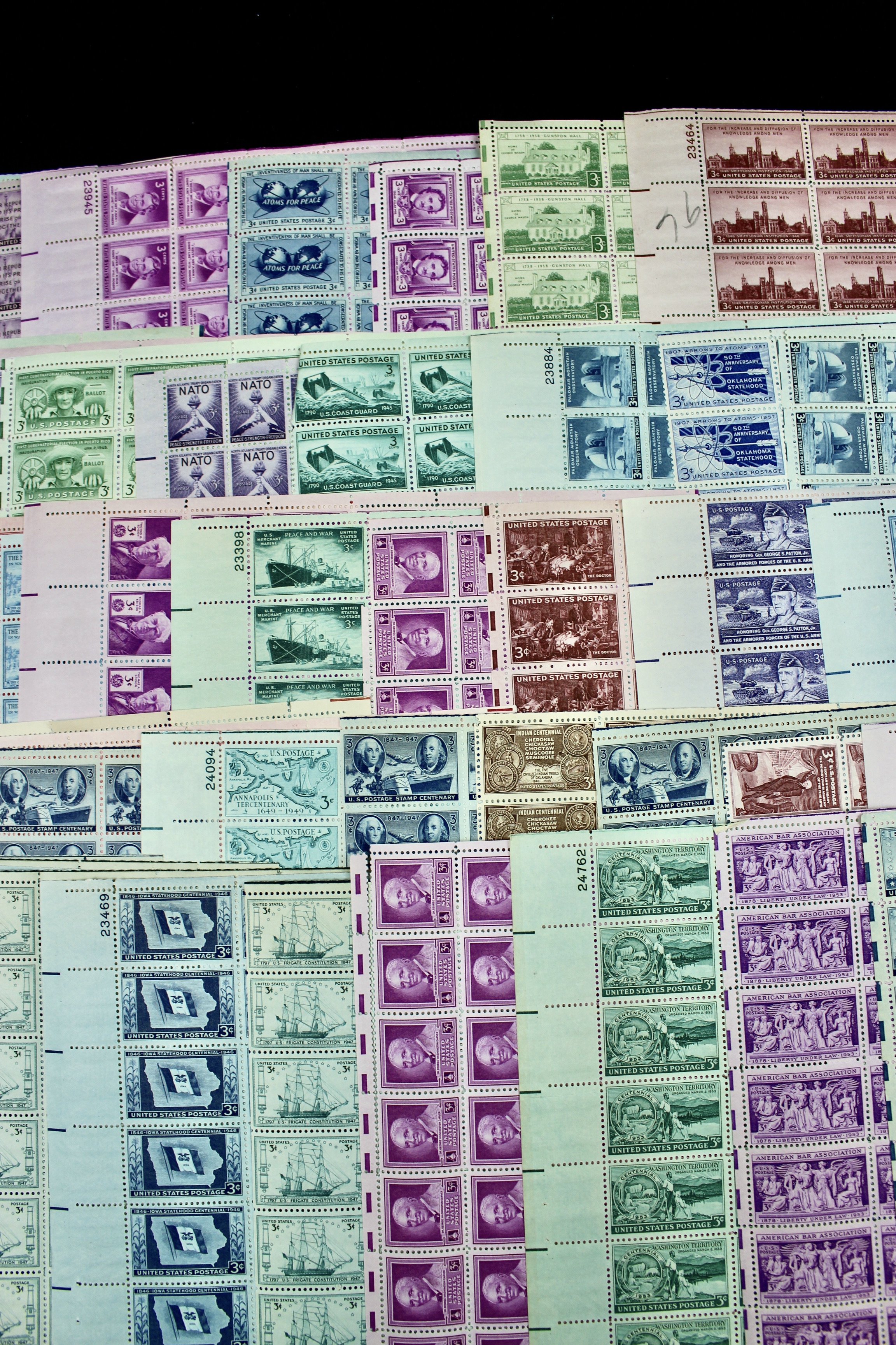 Grouping of 71 Full Postage Stamp Sheets