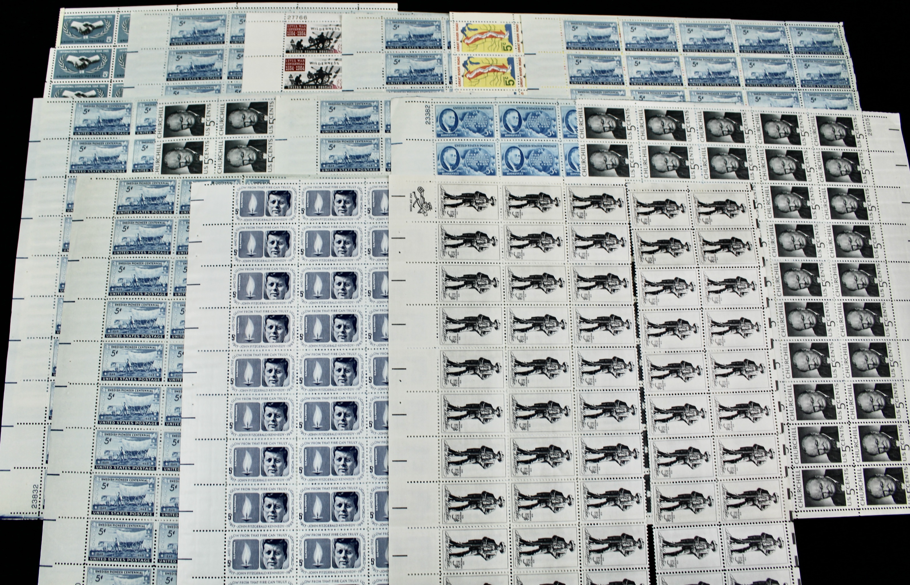 Grouping of 71 Full Postage Stamp Sheets