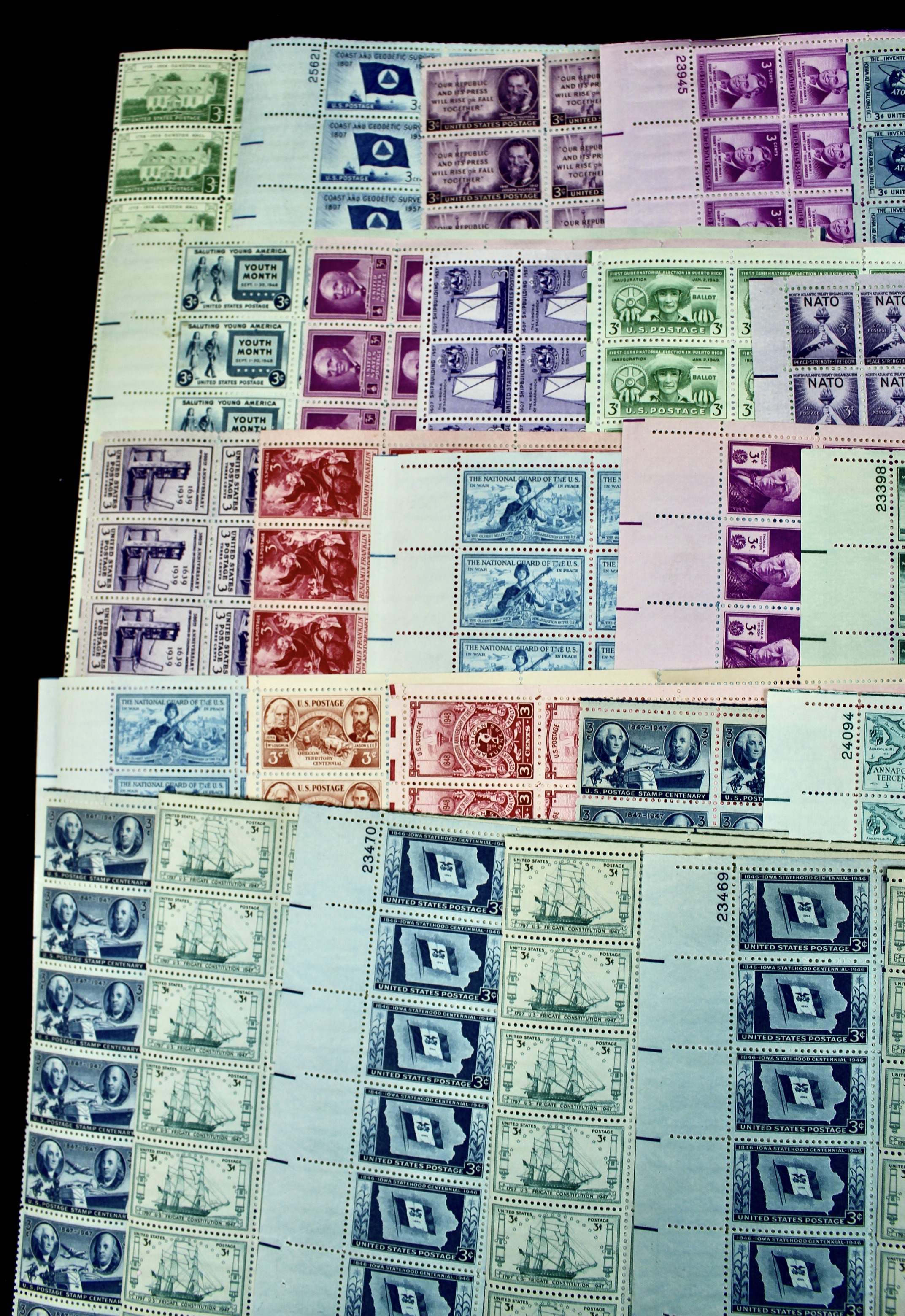 Grouping of 71 Full Postage Stamp Sheets