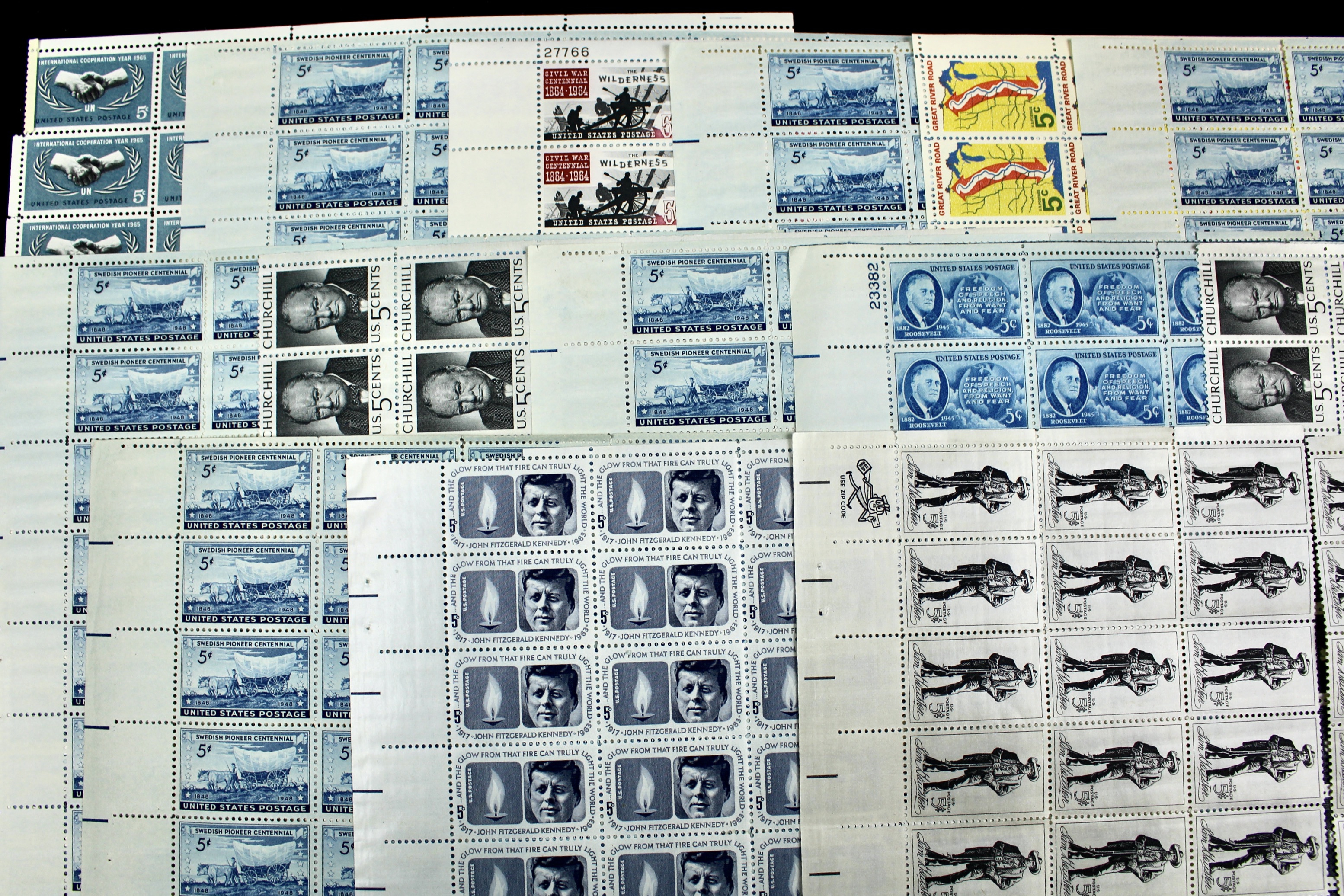 Grouping of 71 Full Postage Stamp Sheets