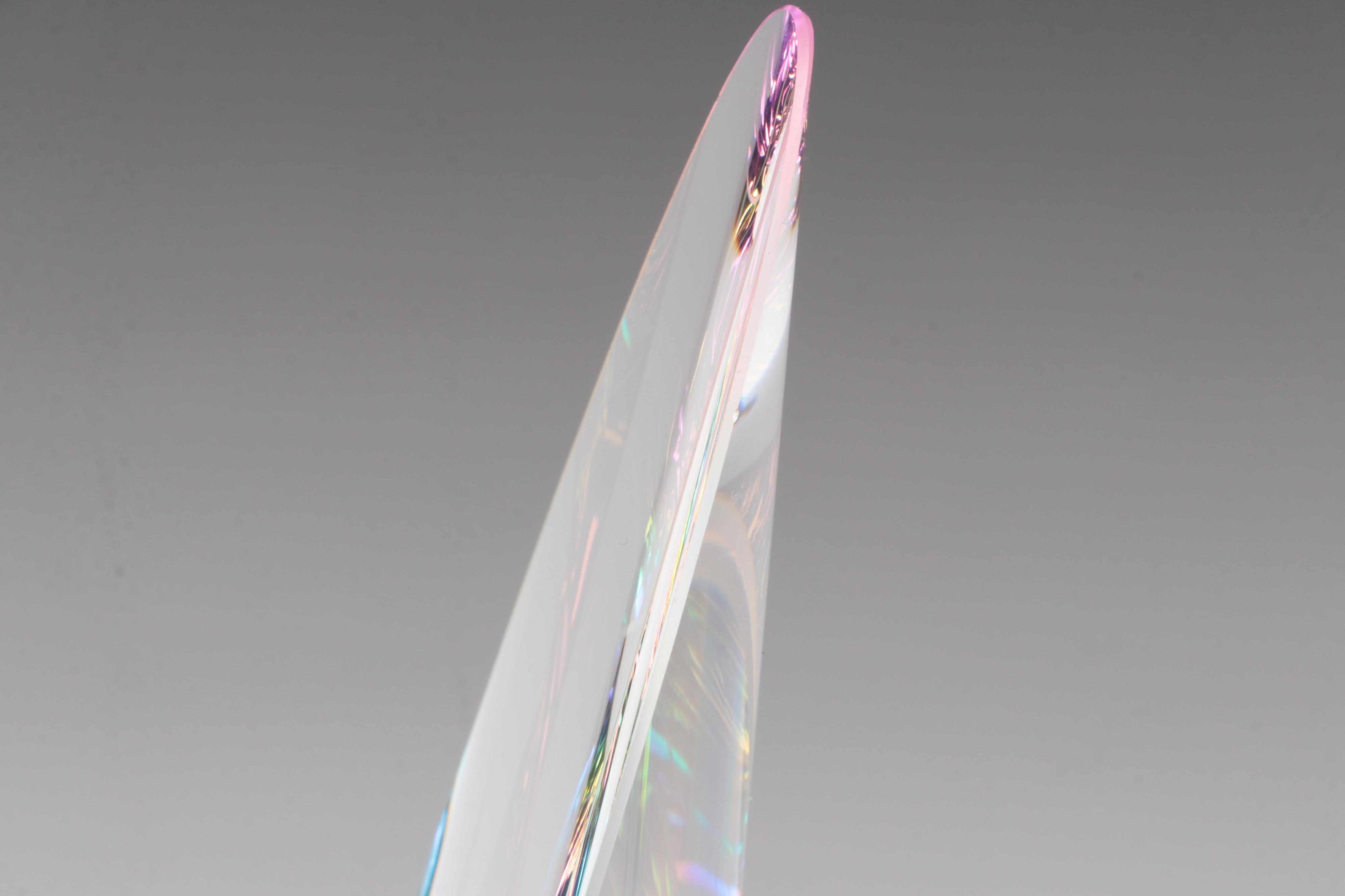 Glass Oblique Octagon Prism and Cylinders with Dichroic Glass Stepped Pyramid