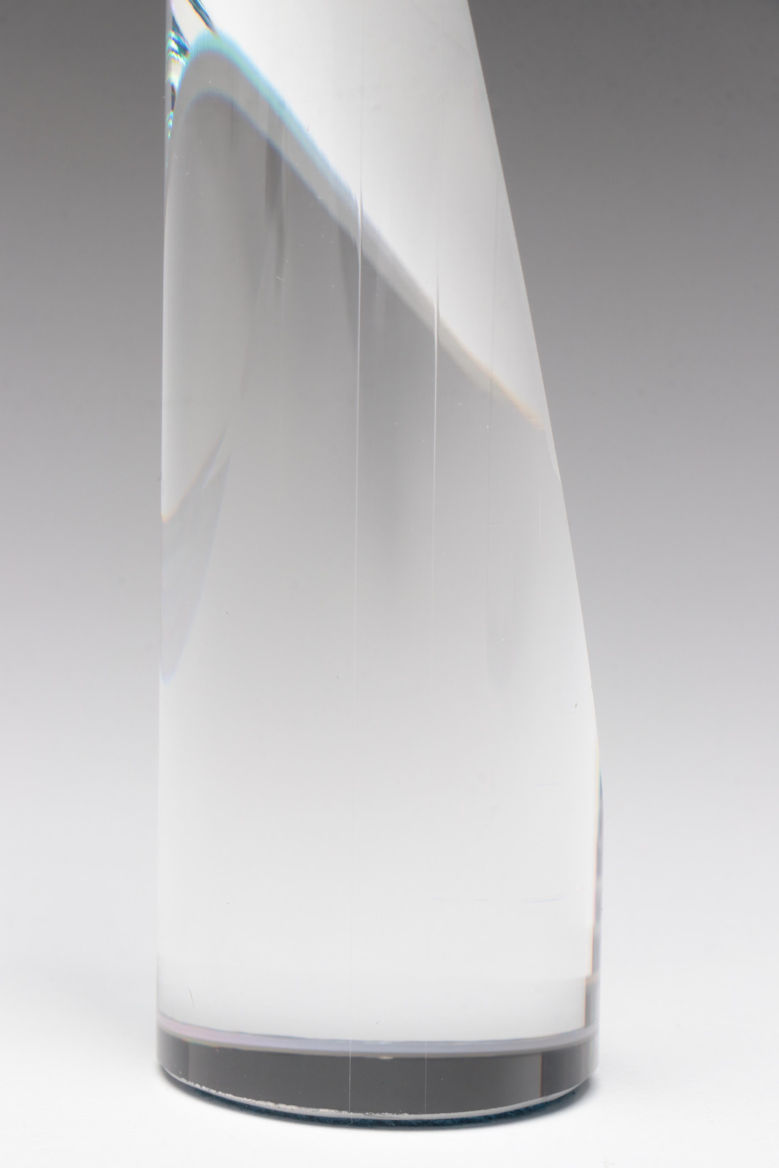 Glass Oblique Octagon Prism and Cylinders with Dichroic Glass Stepped Pyramid