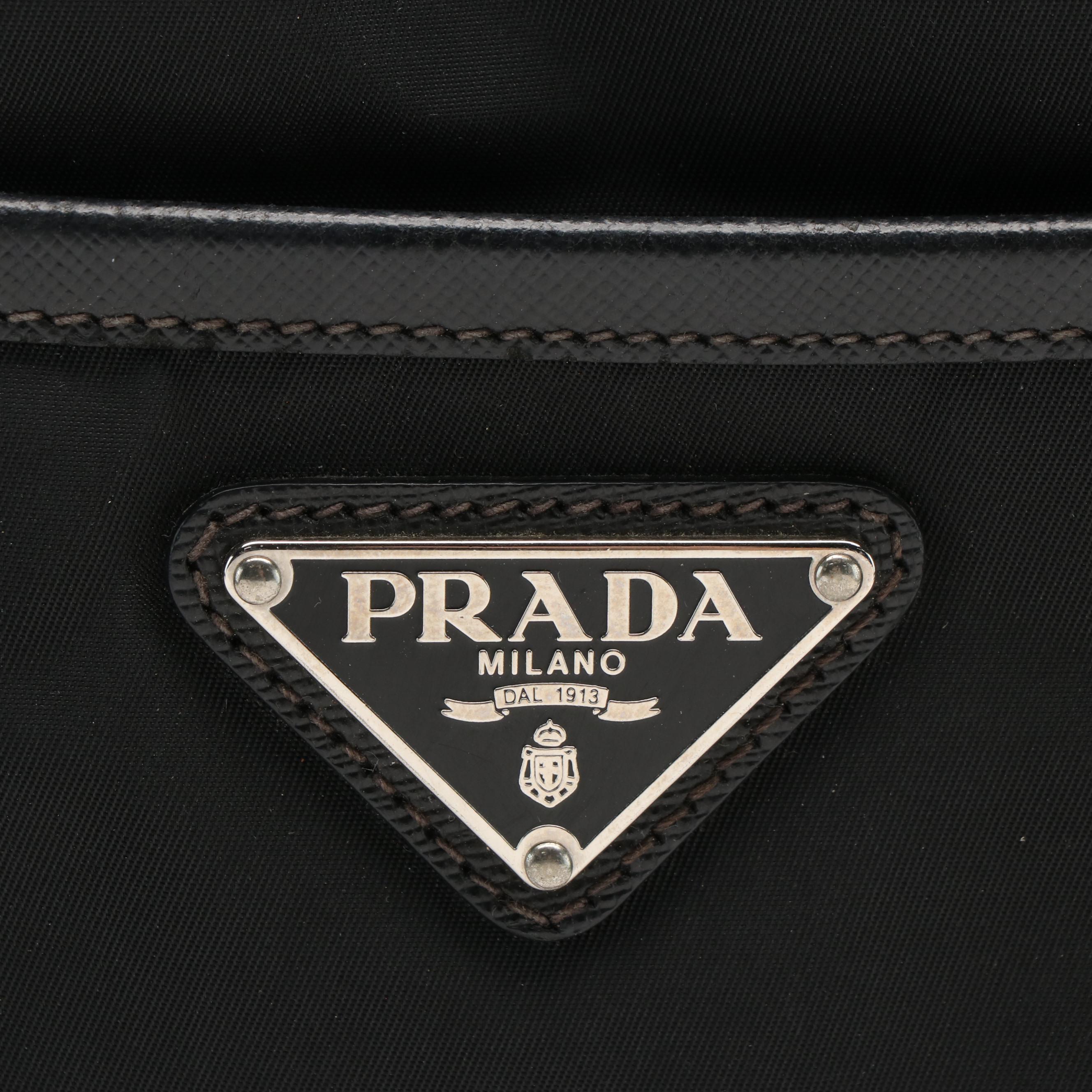 Prada Black Tessuto Leather Trimmed Nylon Tote Bag