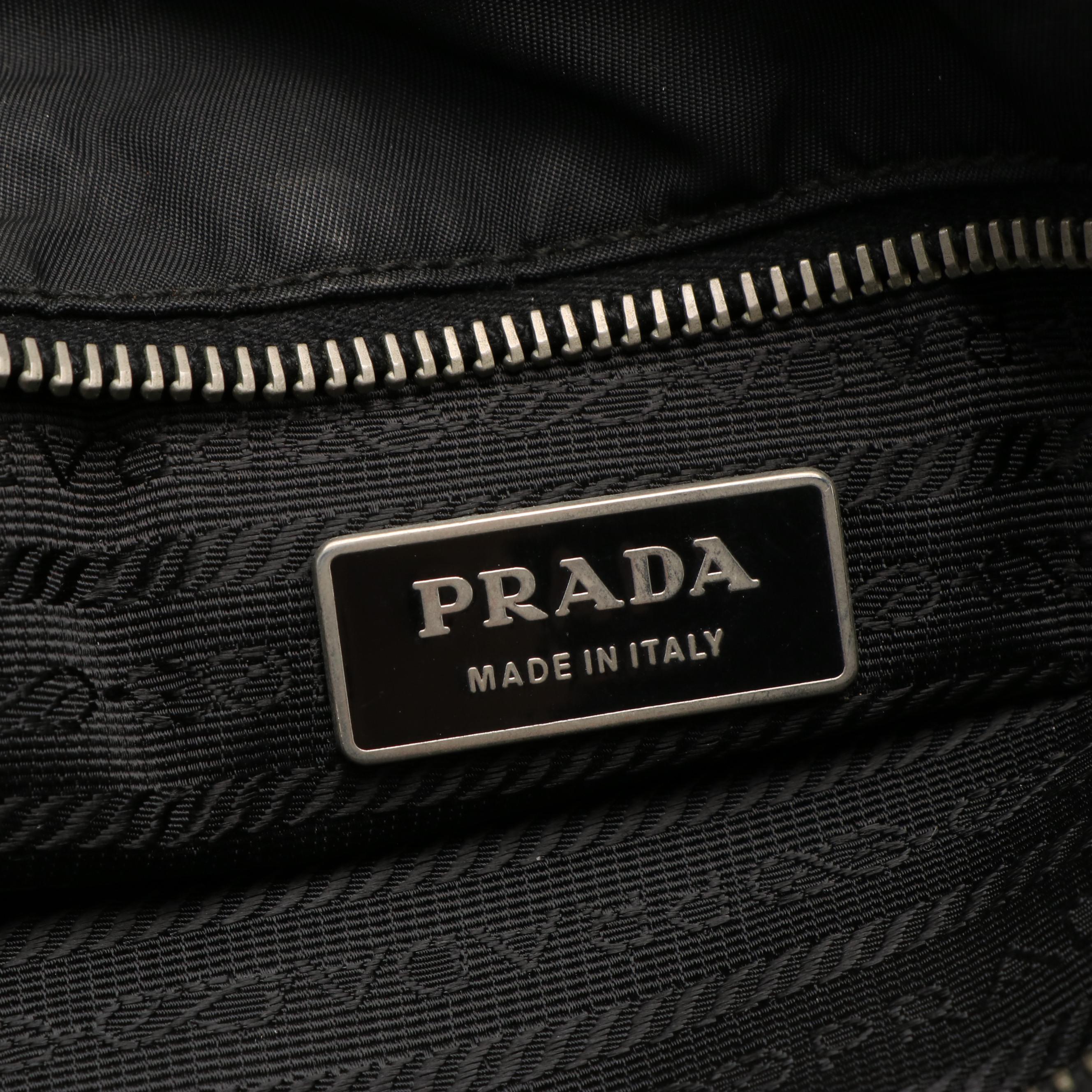 Prada Black Tessuto Leather Trimmed Nylon Tote Bag