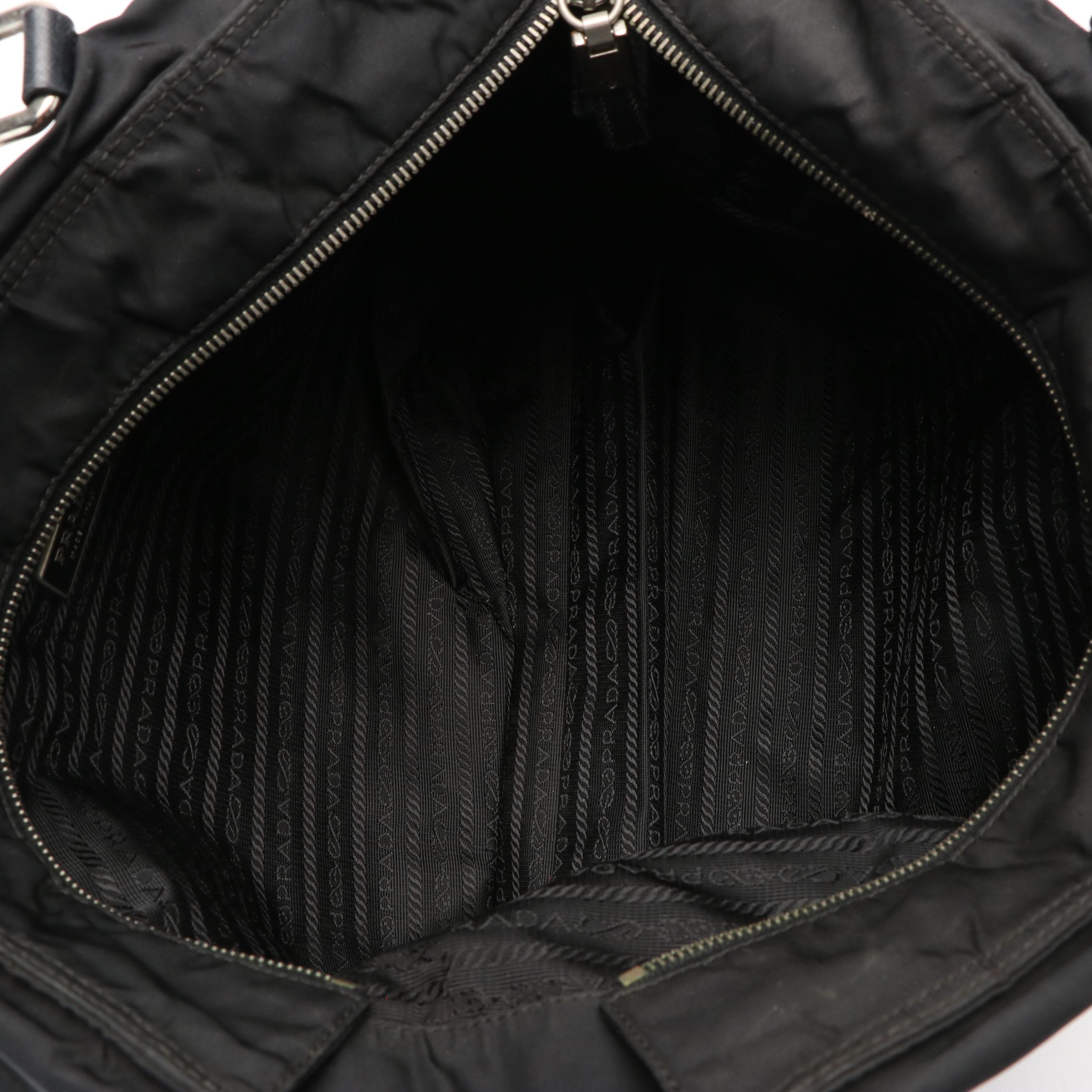 Prada Black Tessuto Leather Trimmed Nylon Tote Bag