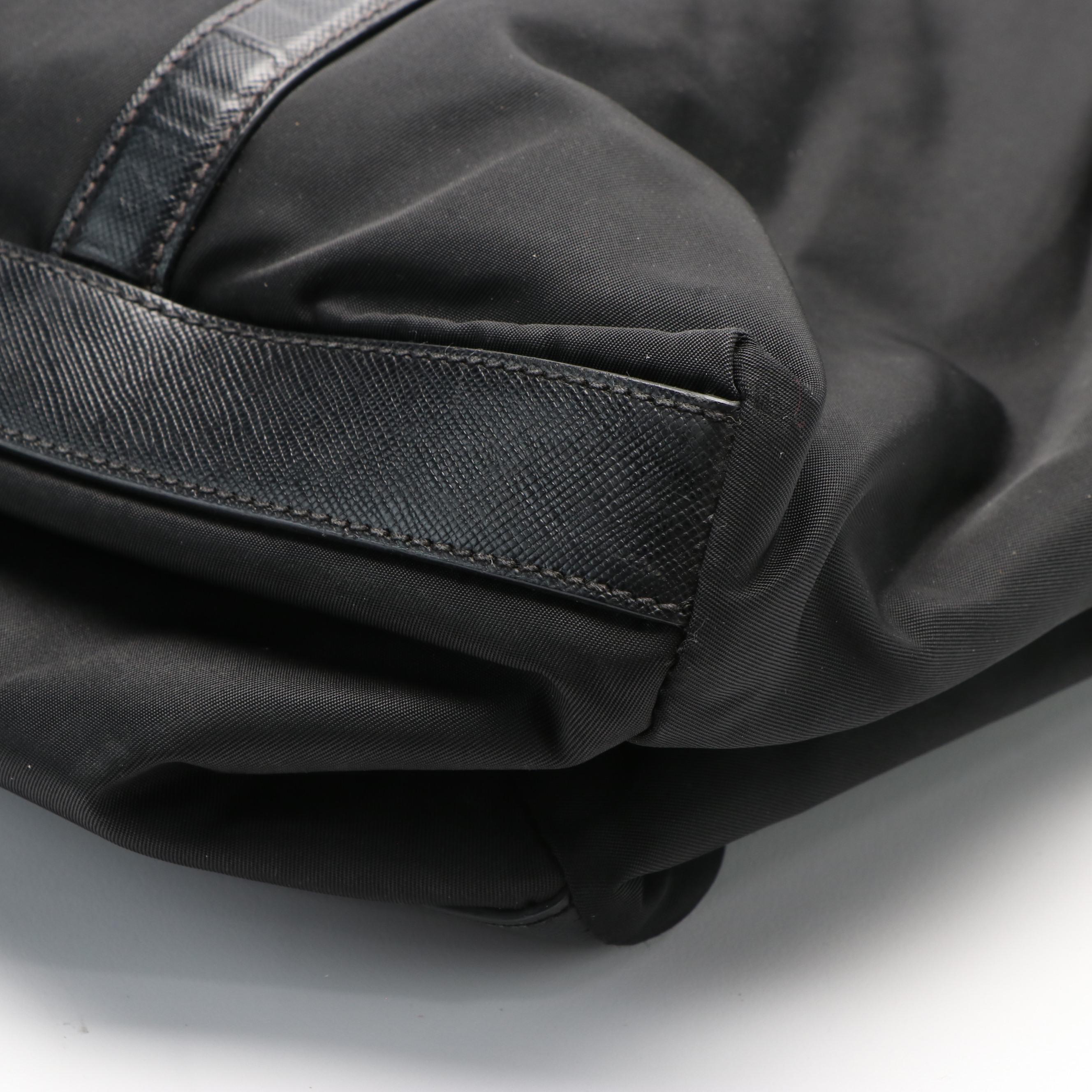 Prada Black Tessuto Leather Trimmed Nylon Tote Bag
