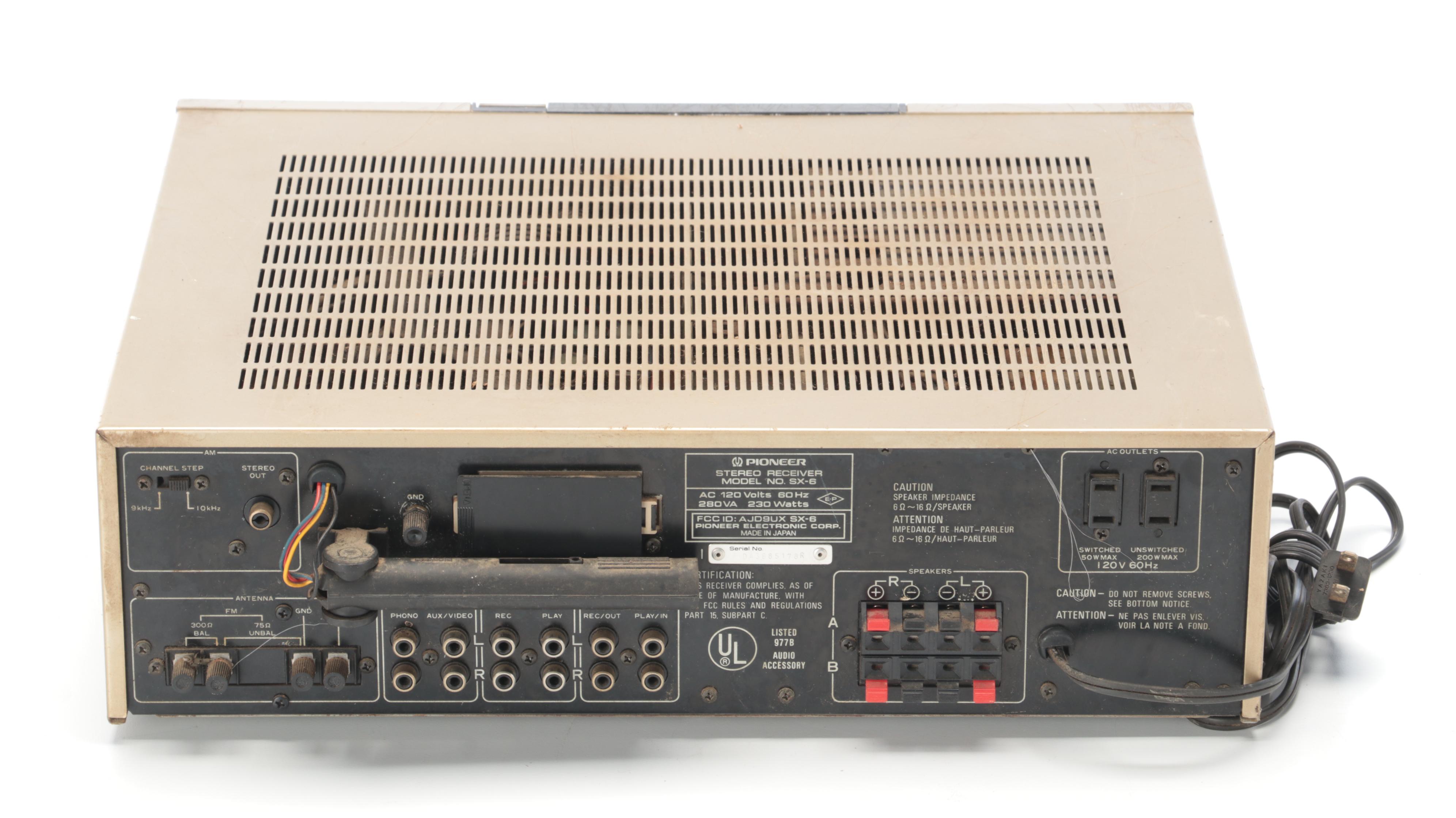 Pioneer SX-6 Stereo Receiver with RoadPro RPPI-2500W Power Inverter