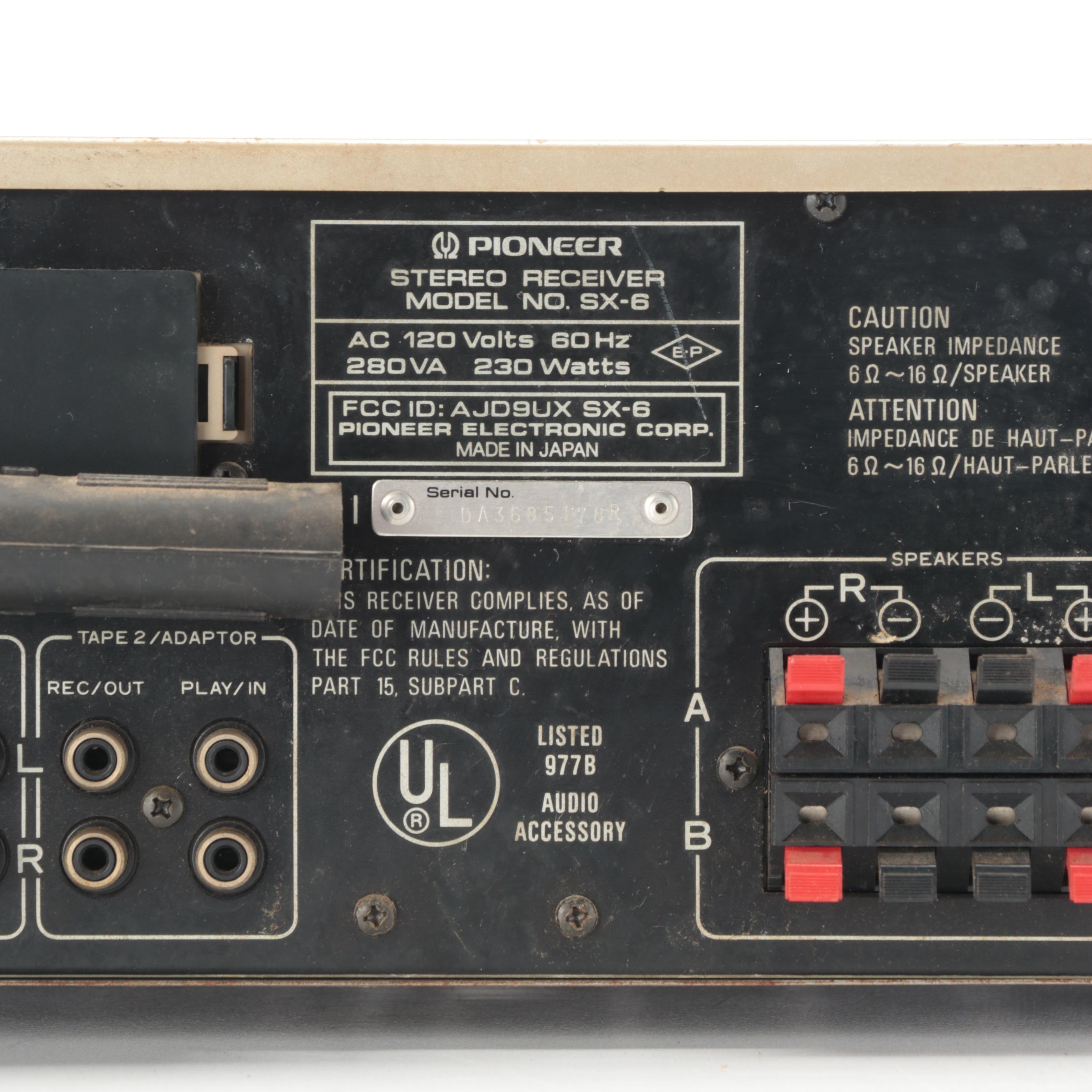 Pioneer SX-6 Stereo Receiver with RoadPro RPPI-2500W Power Inverter