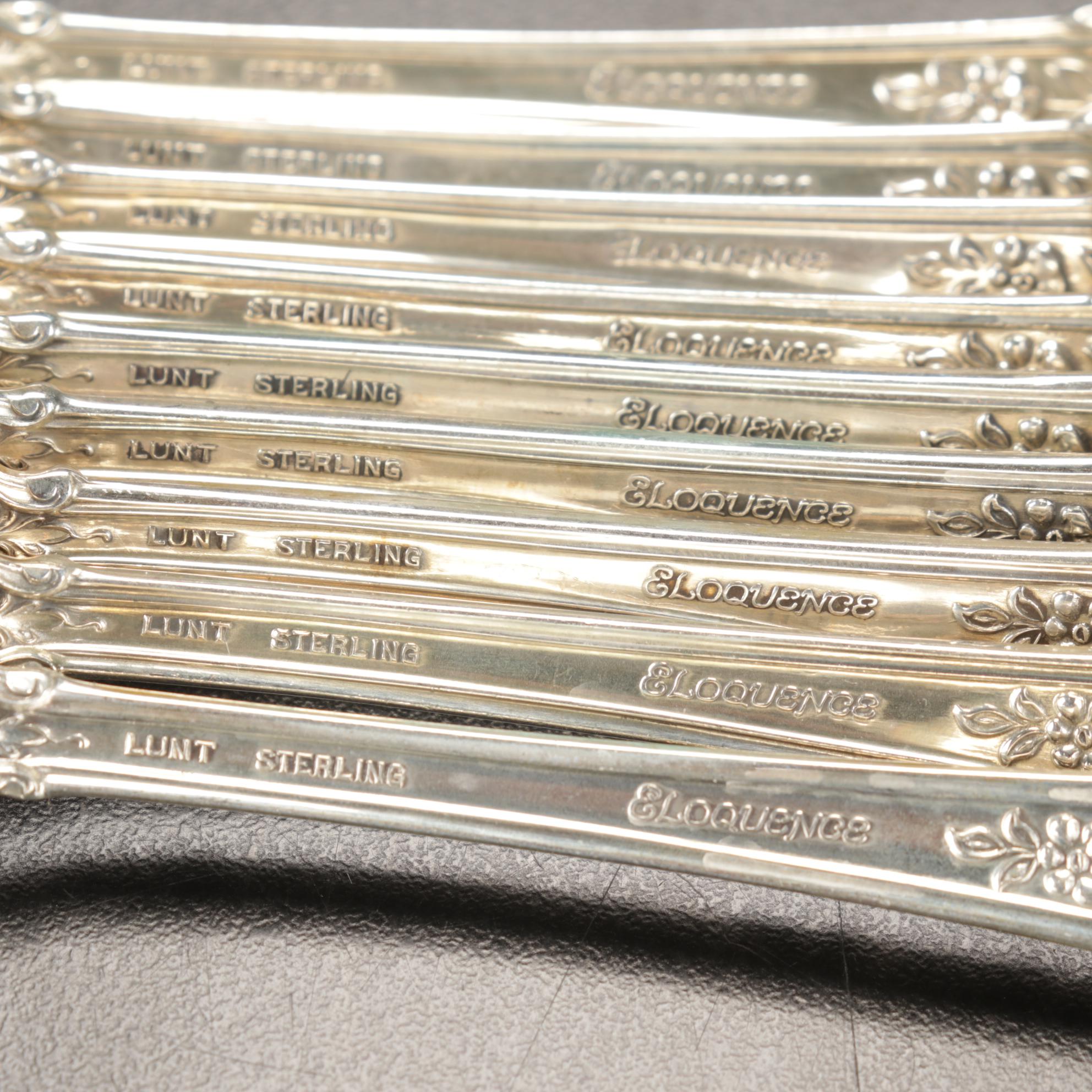 Lunt "Eloquence" Sterling Silver Flatware, Mid to Late 20th Century