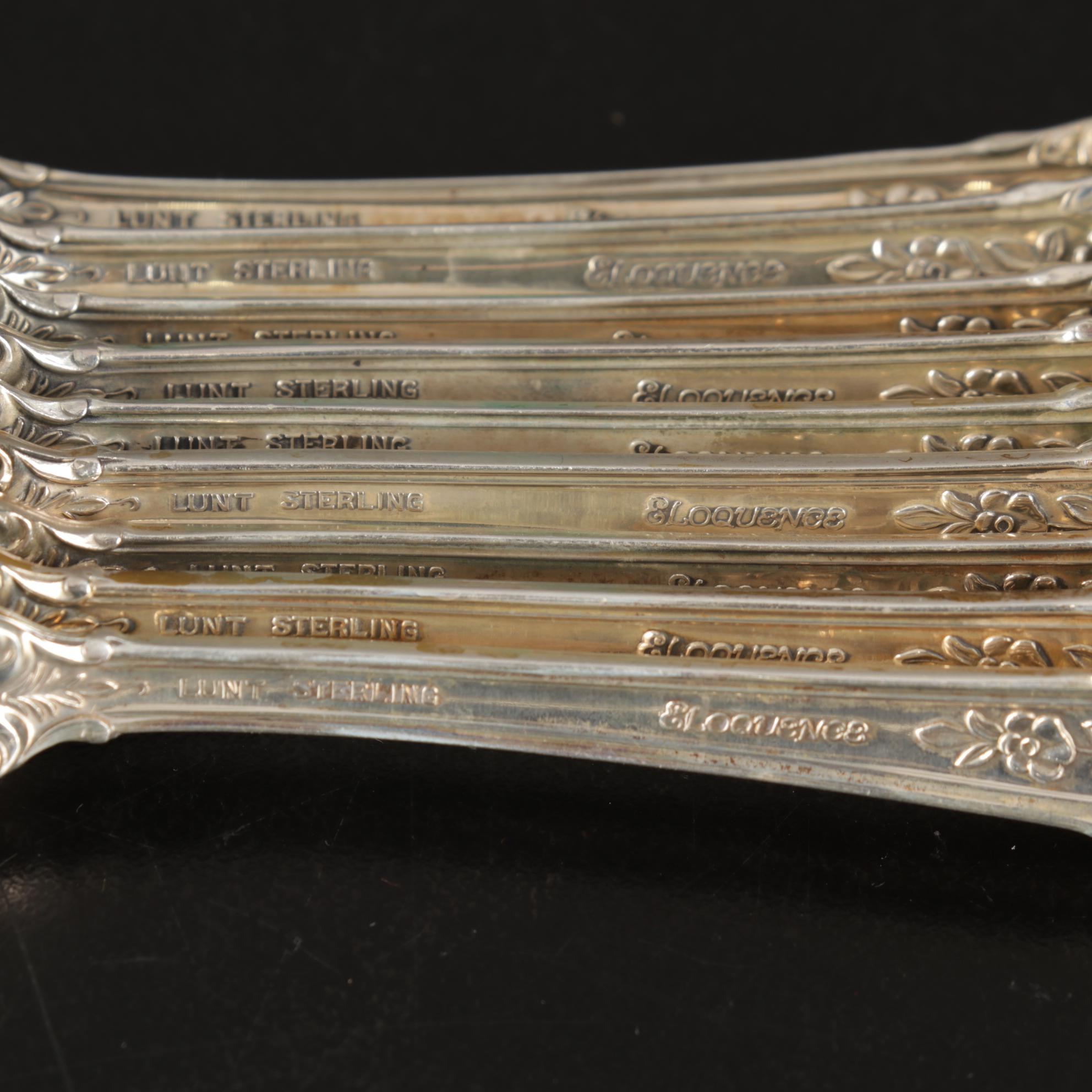 Lunt "Eloquence" Sterling Silver Flatware, Mid to Late 20th Century