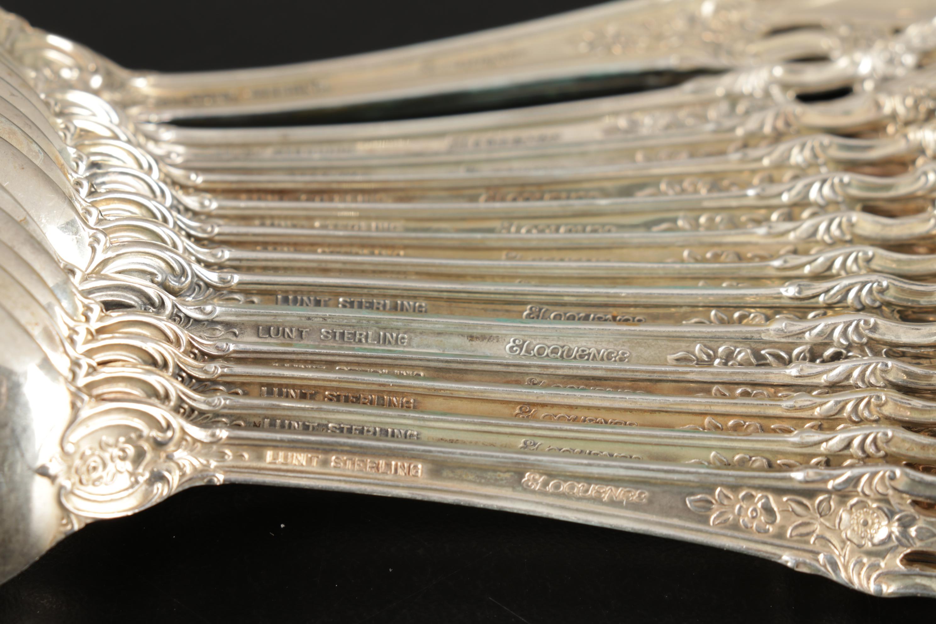 Lunt "Eloquence" Sterling Silver Flatware, Mid to Late 20th Century