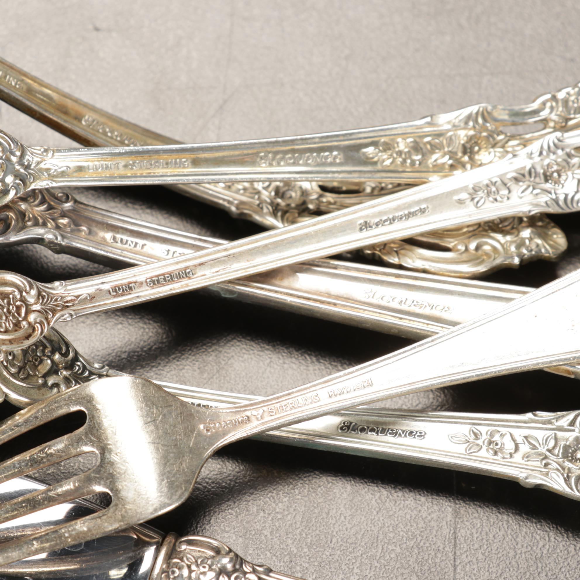 Lunt "Eloquence" Sterling Silver Flatware, Mid to Late 20th Century