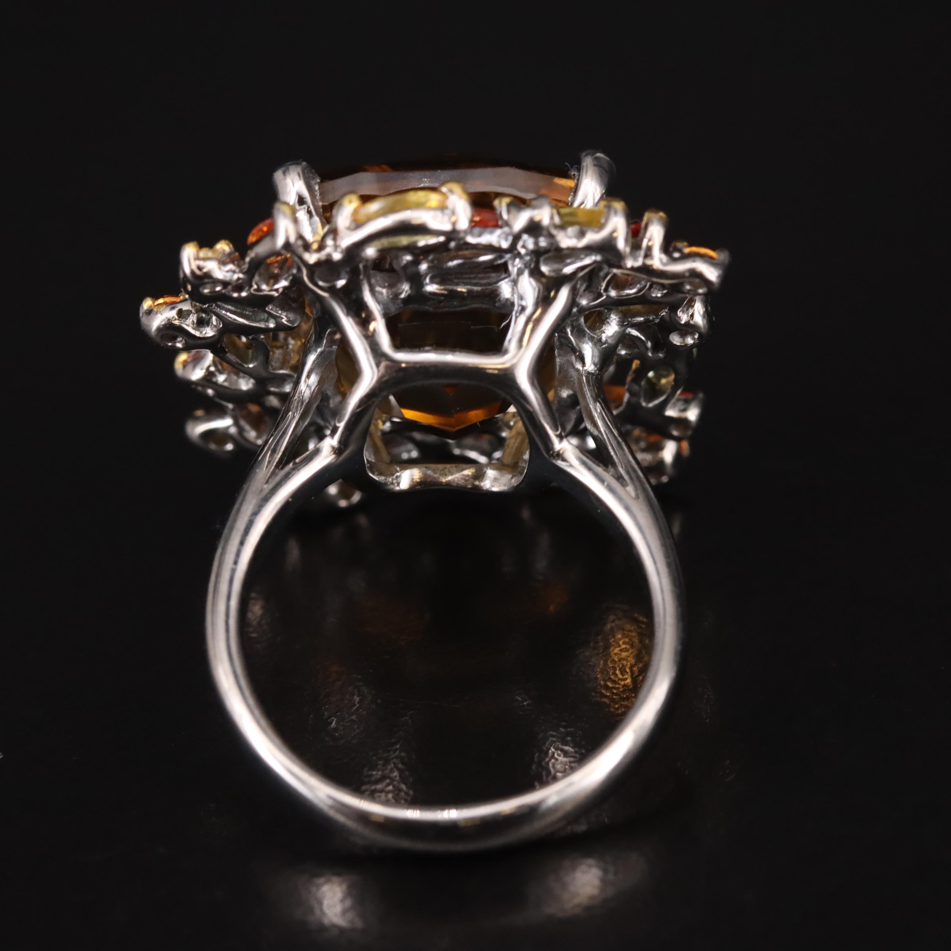 Sterling Citrine and Sapphire Ring