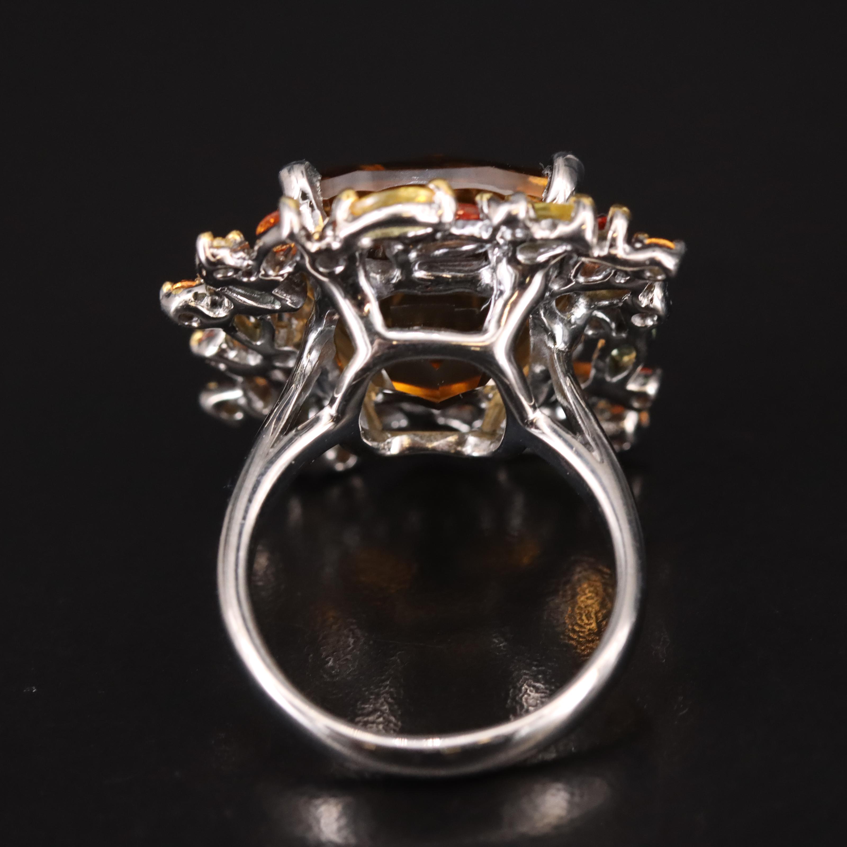 Sterling Citrine and Sapphire Ring