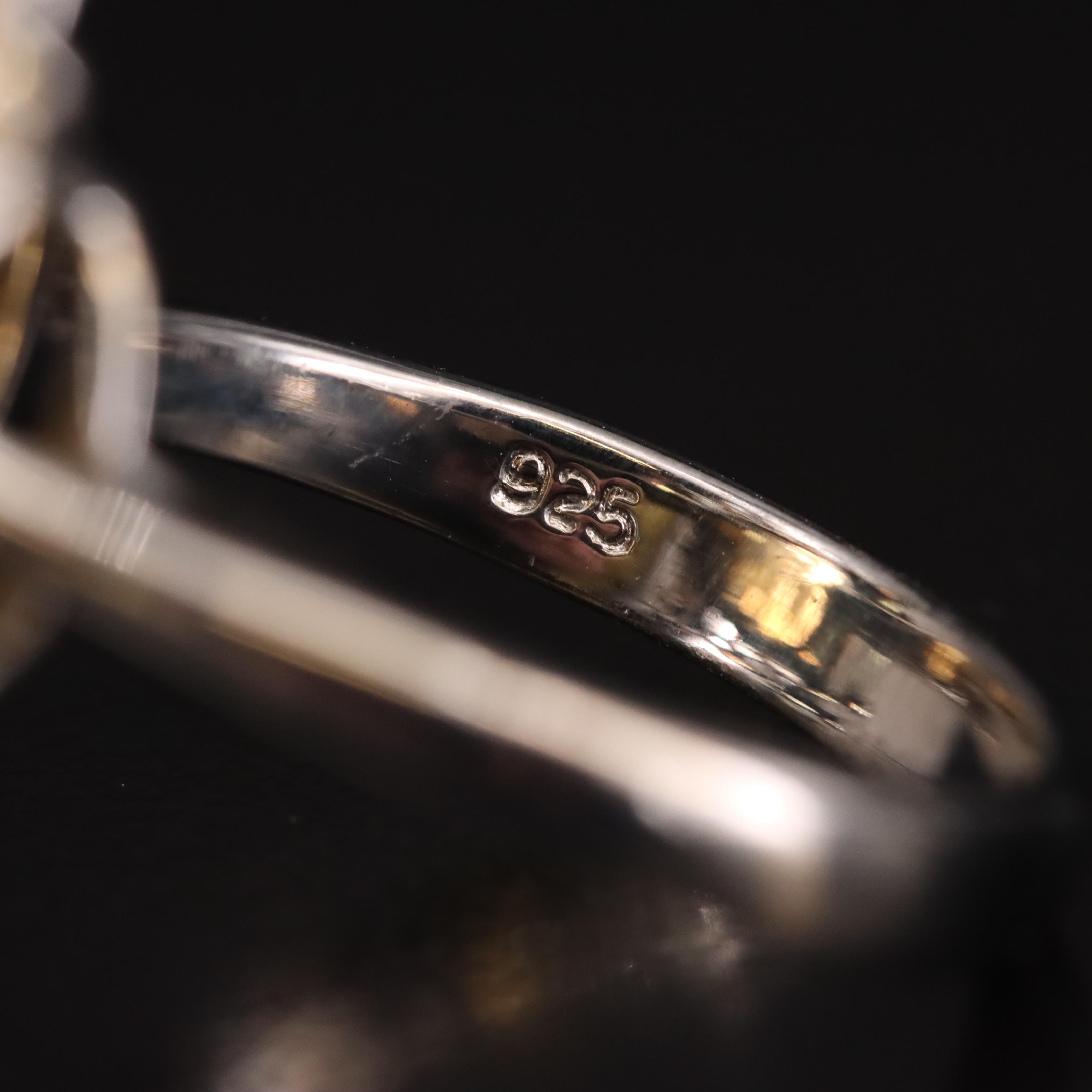 Sterling Citrine and Sapphire Ring