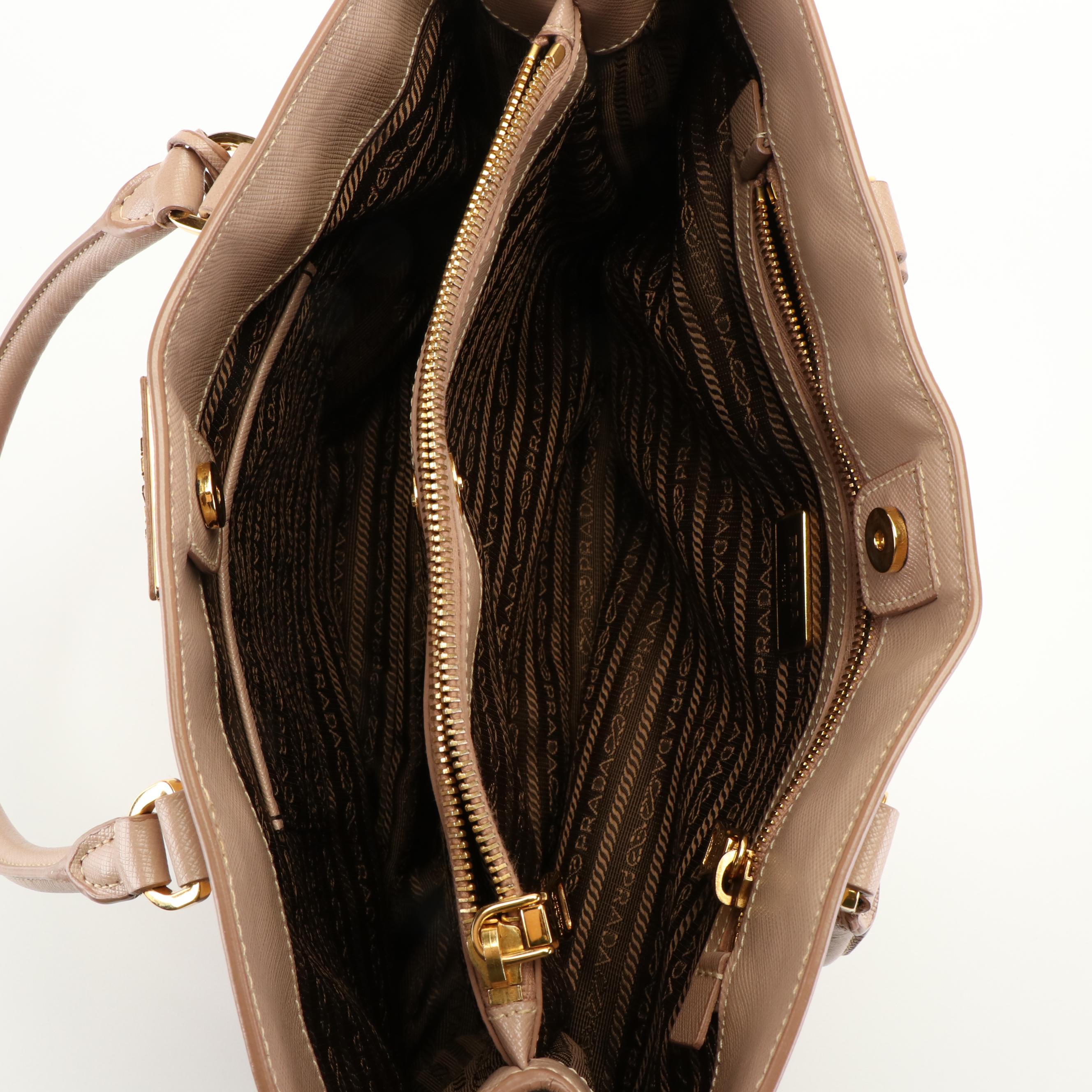 Prada Galleria Double-Zip Blush Saffiano Leather Handbag Tote