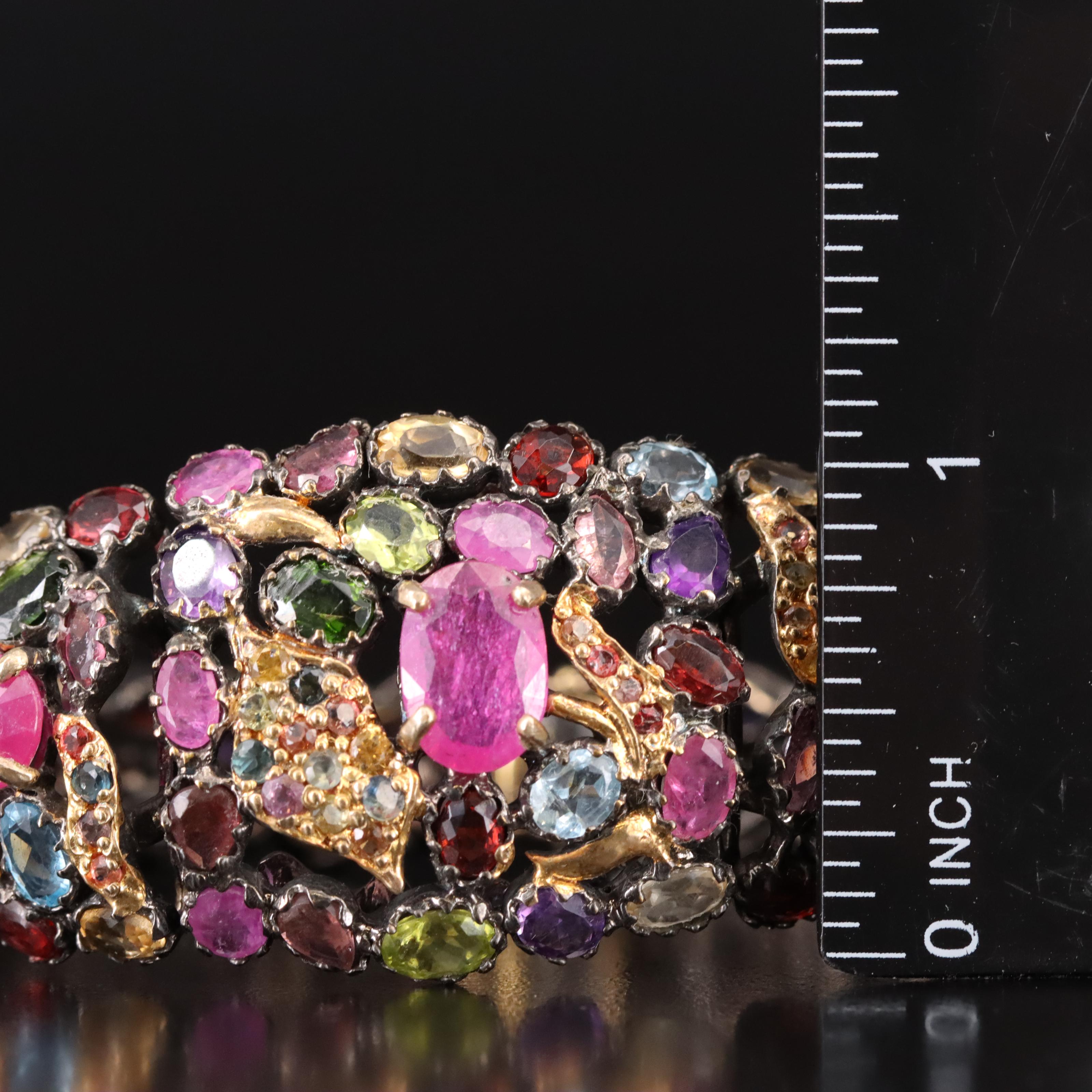 Sterling Filled Corundum, Diopside and Gemstone Bracelet