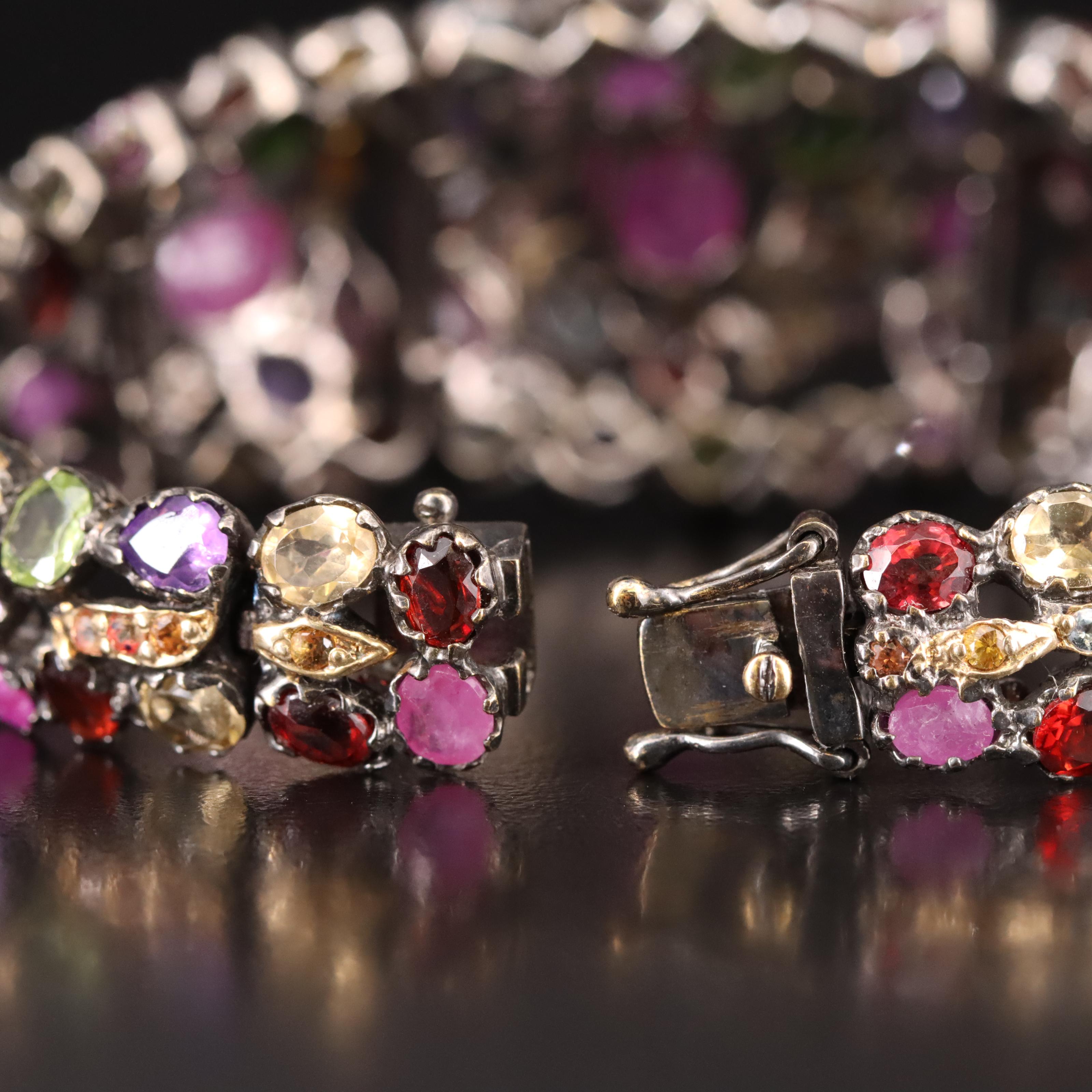 Sterling Filled Corundum, Diopside and Gemstone Bracelet