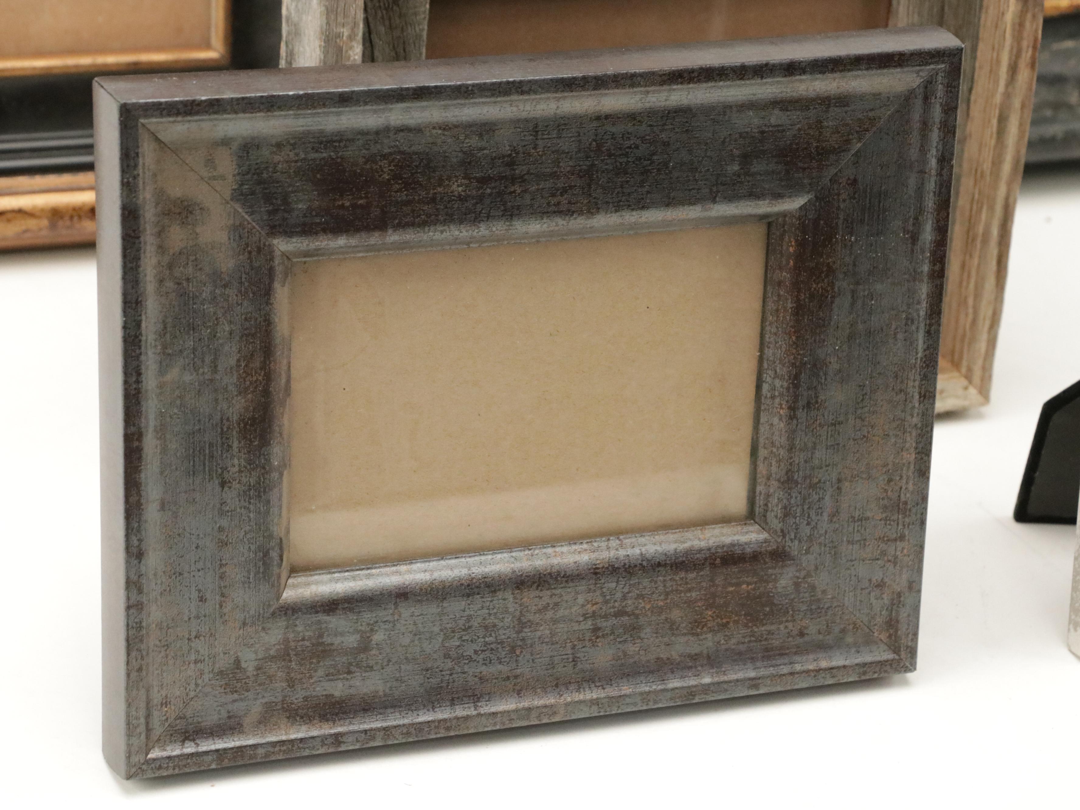 Contemporary Standing Wood Frame with Decorative Metal Flower with Other Frames
