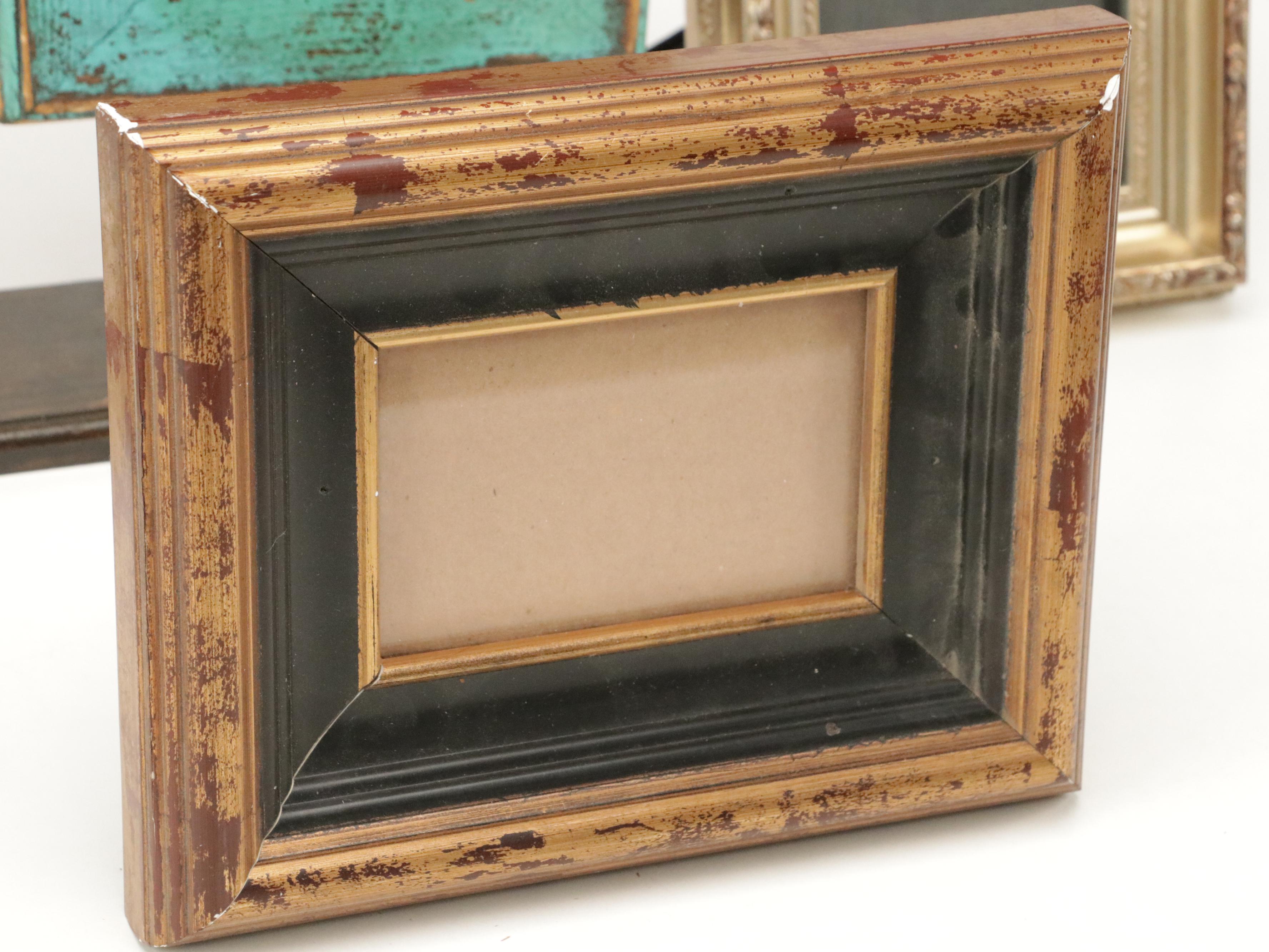 Contemporary Standing Wood Frame with Decorative Metal Flower with Other Frames