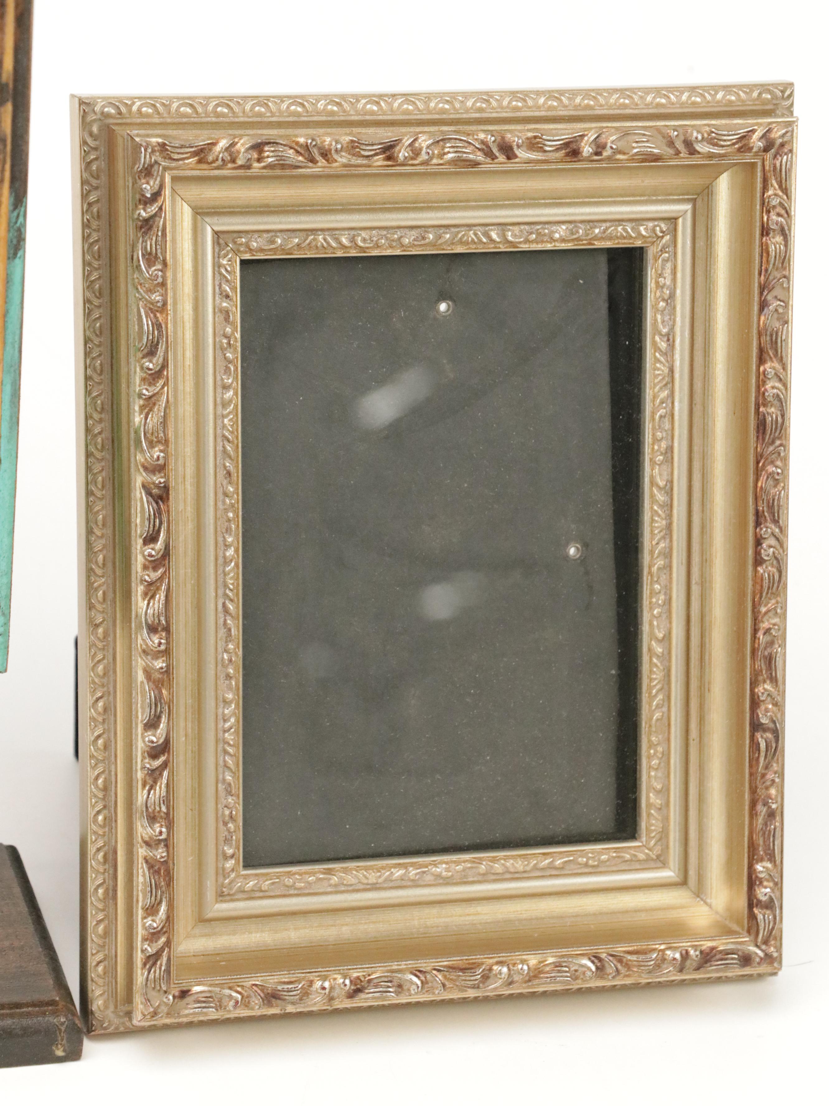Contemporary Standing Wood Frame with Decorative Metal Flower with Other Frames
