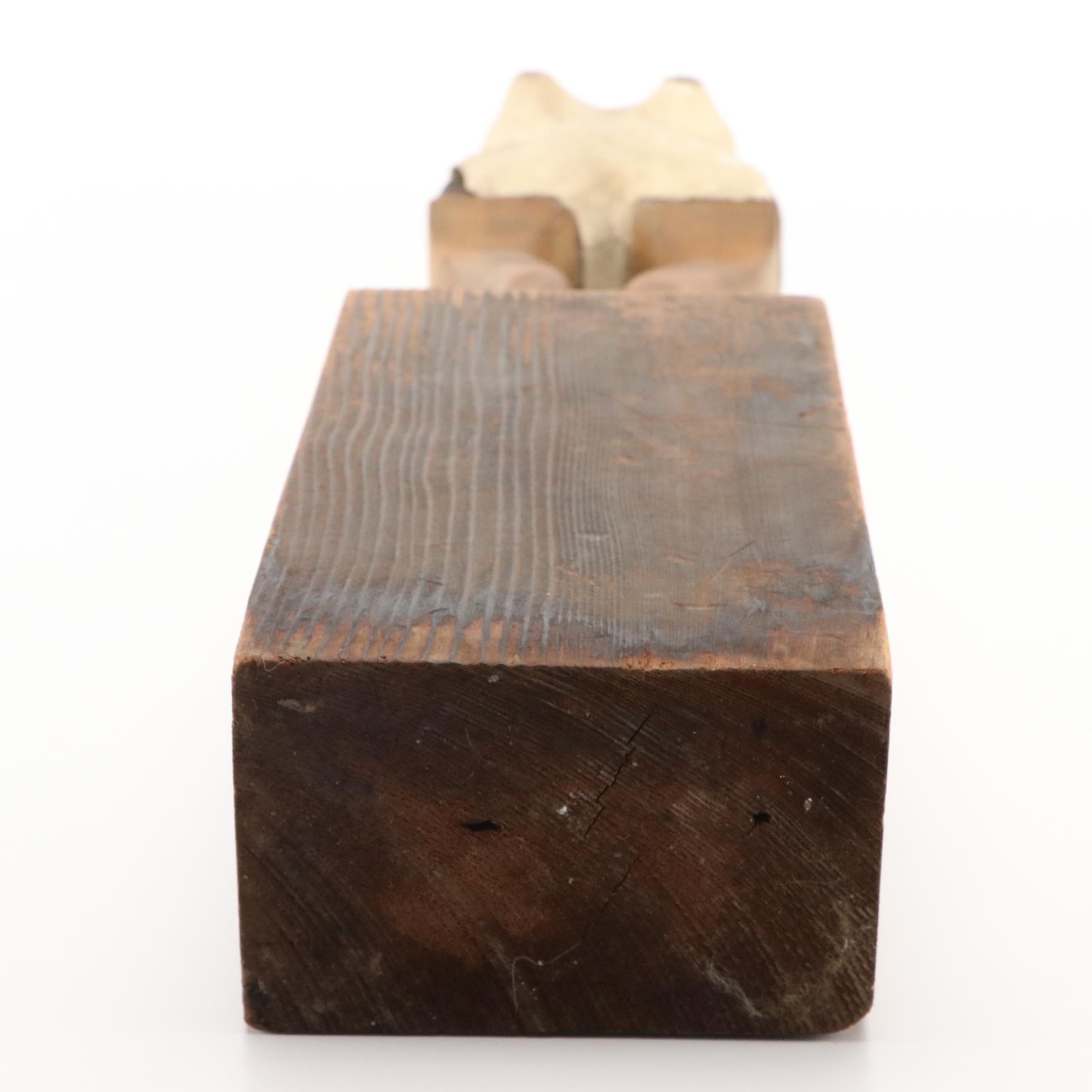 Figurative Mixed Media Sculpture with Wooden Base