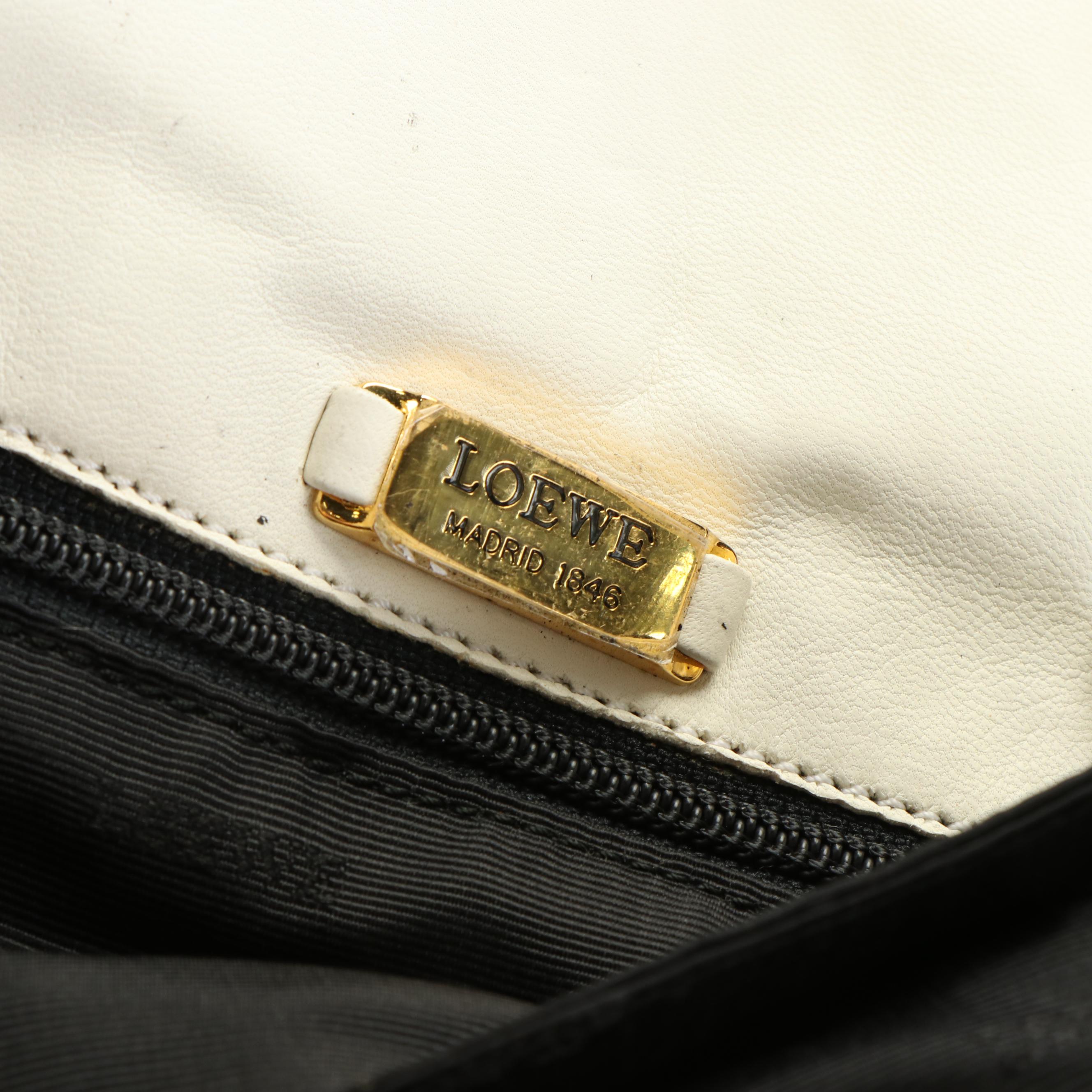 Loewe Embossed White Leather Shoulder Bag