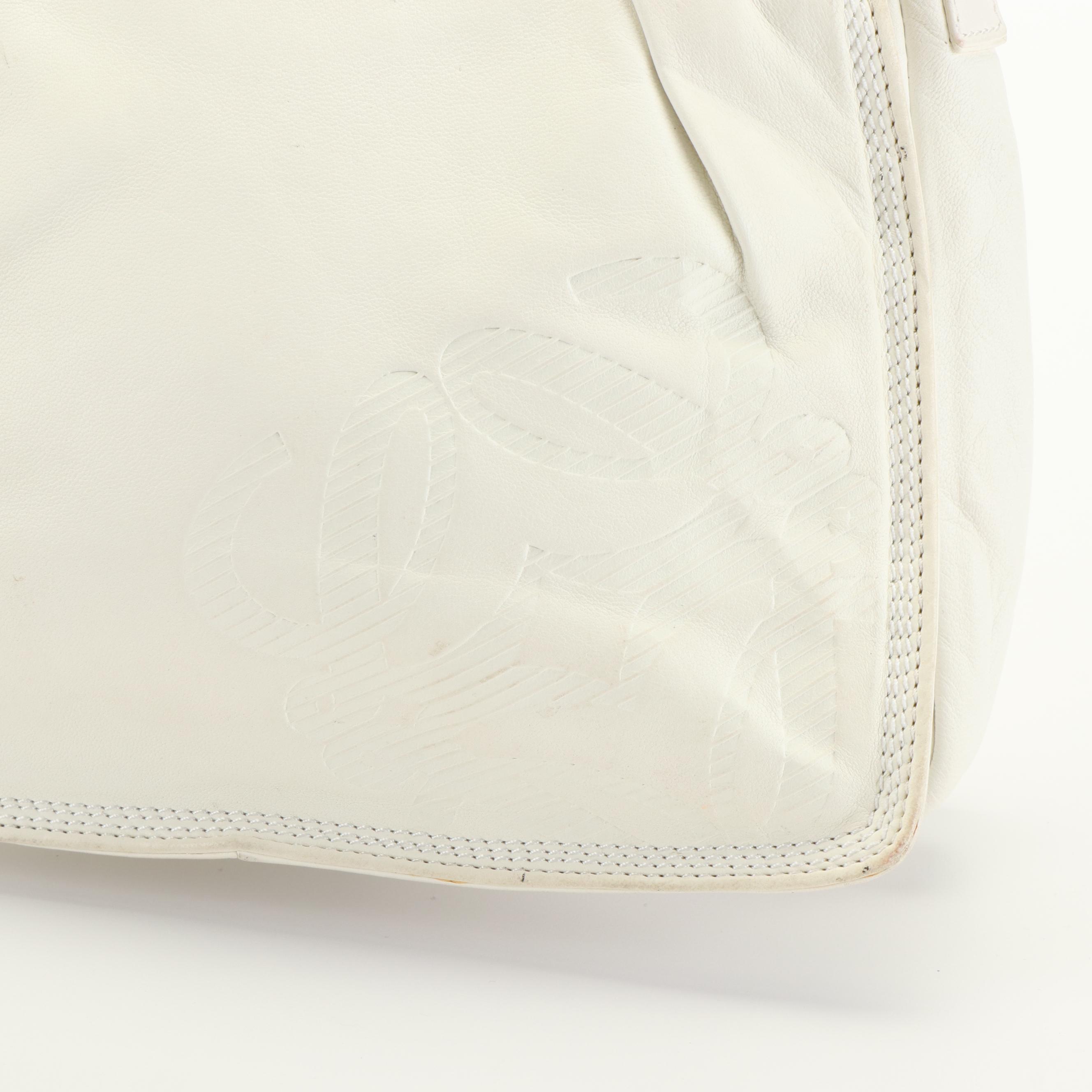 Loewe Embossed White Leather Shoulder Bag