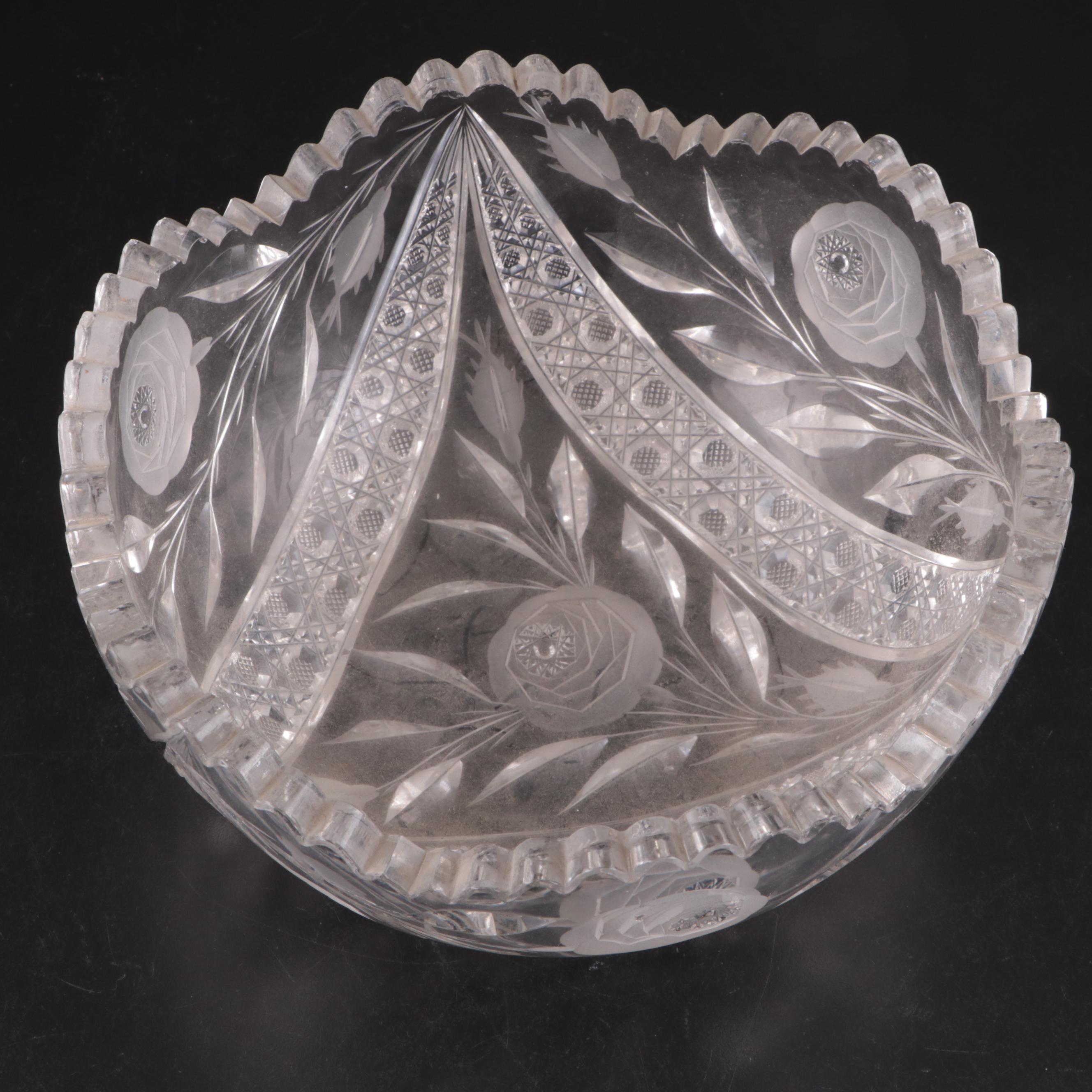 Royal Brierley Crystal Bowl with Other Cut Glass Bowls and Candelabra