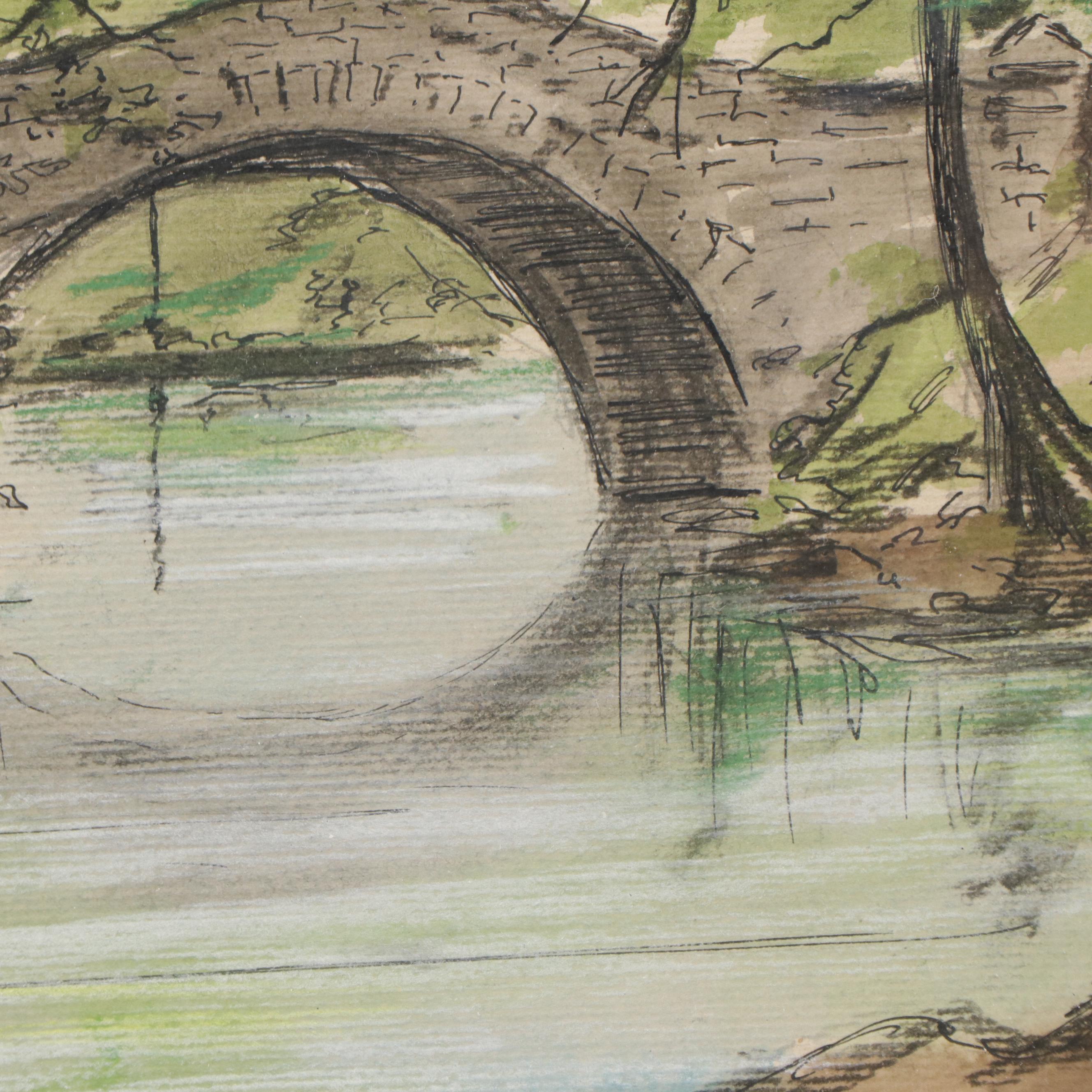 Pen & Ink With Watercolor Landscape Sketch "Central Park"