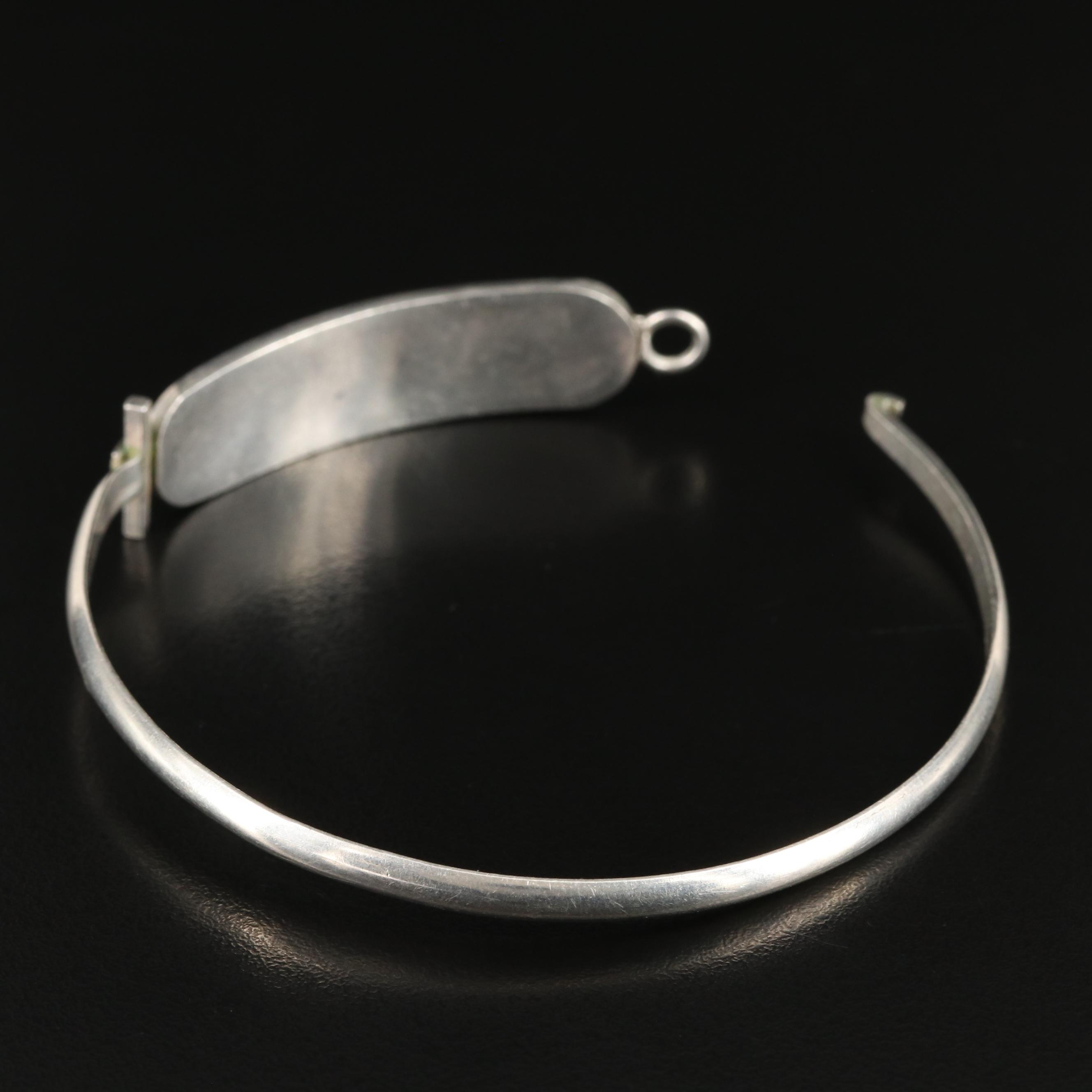 Vintage Egyptian 800 Silver Hieroglyph Bangle