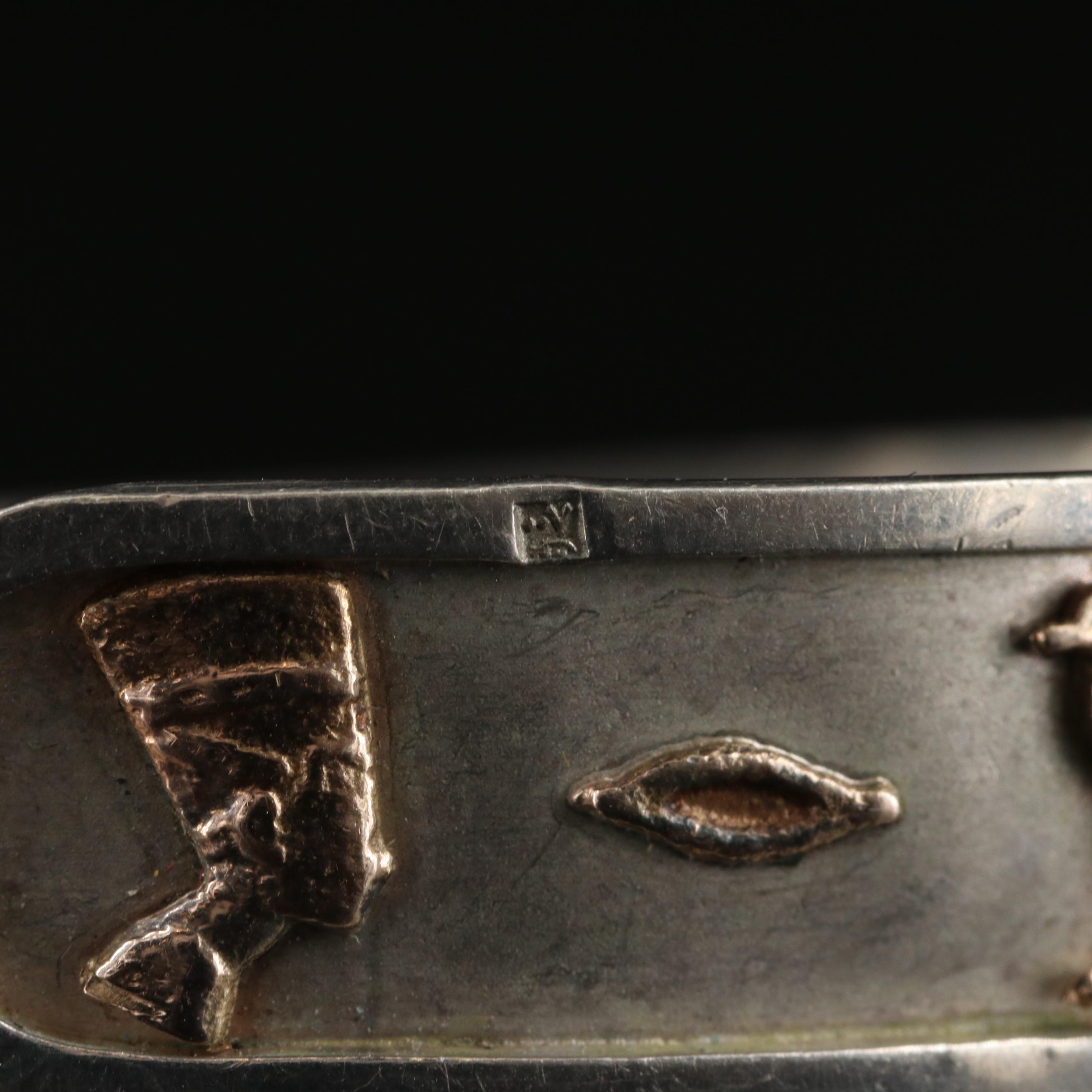 Vintage Egyptian 800 Silver Hieroglyph Bangle