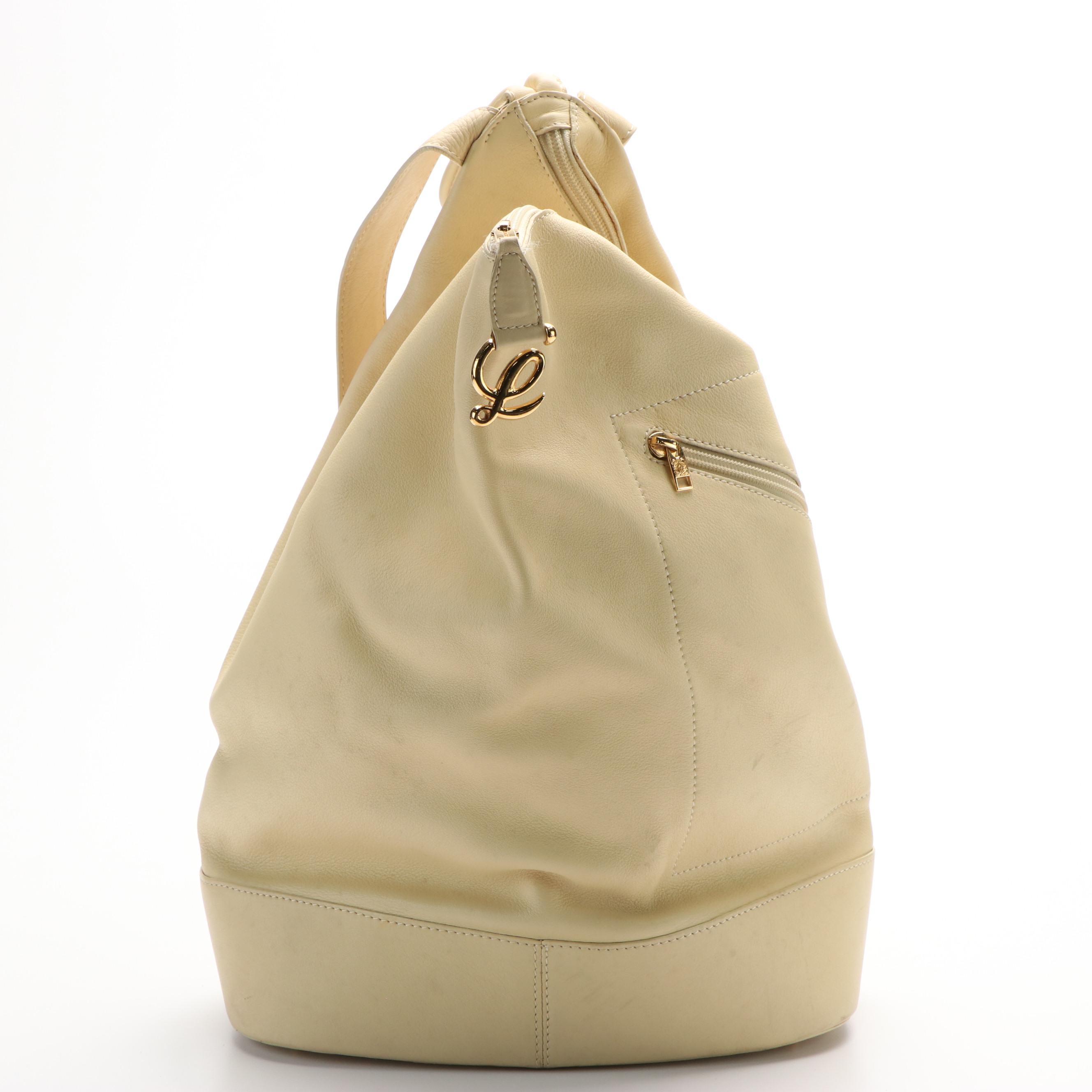 Loewe Anton Beige Leather Shoulder Sling Backpack Bag