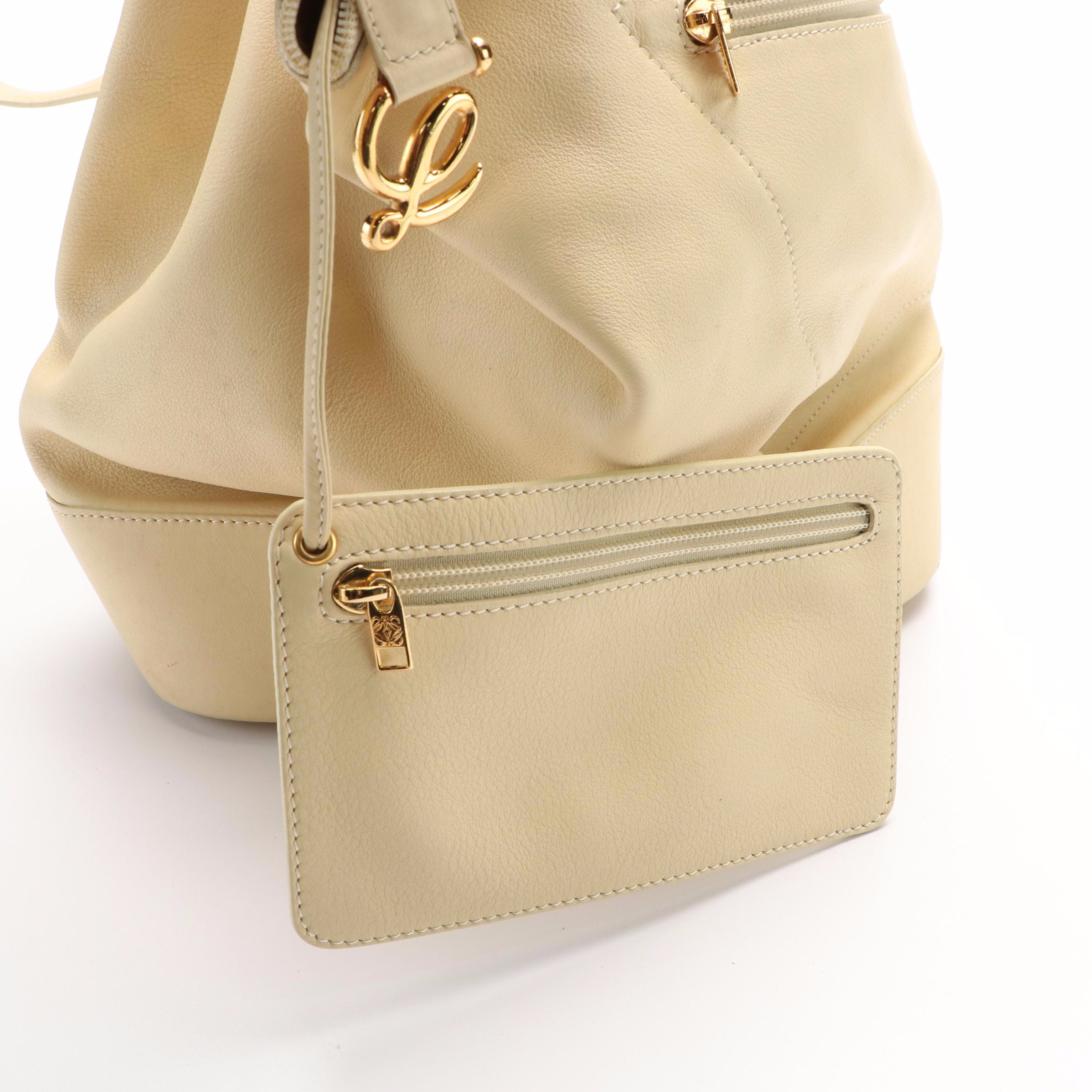 Loewe Anton Beige Leather Shoulder Sling Backpack Bag