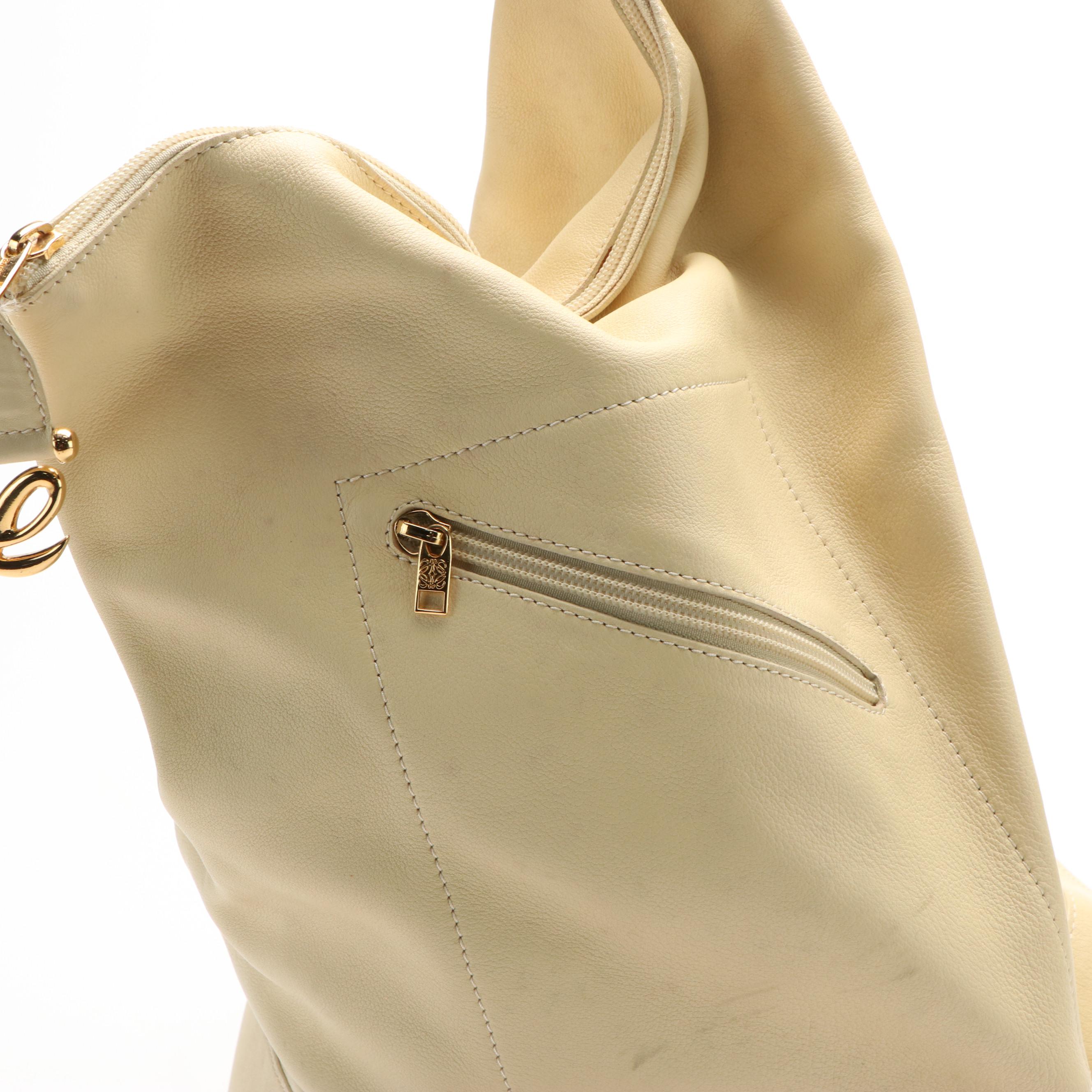 Loewe Anton Beige Leather Shoulder Sling Backpack Bag