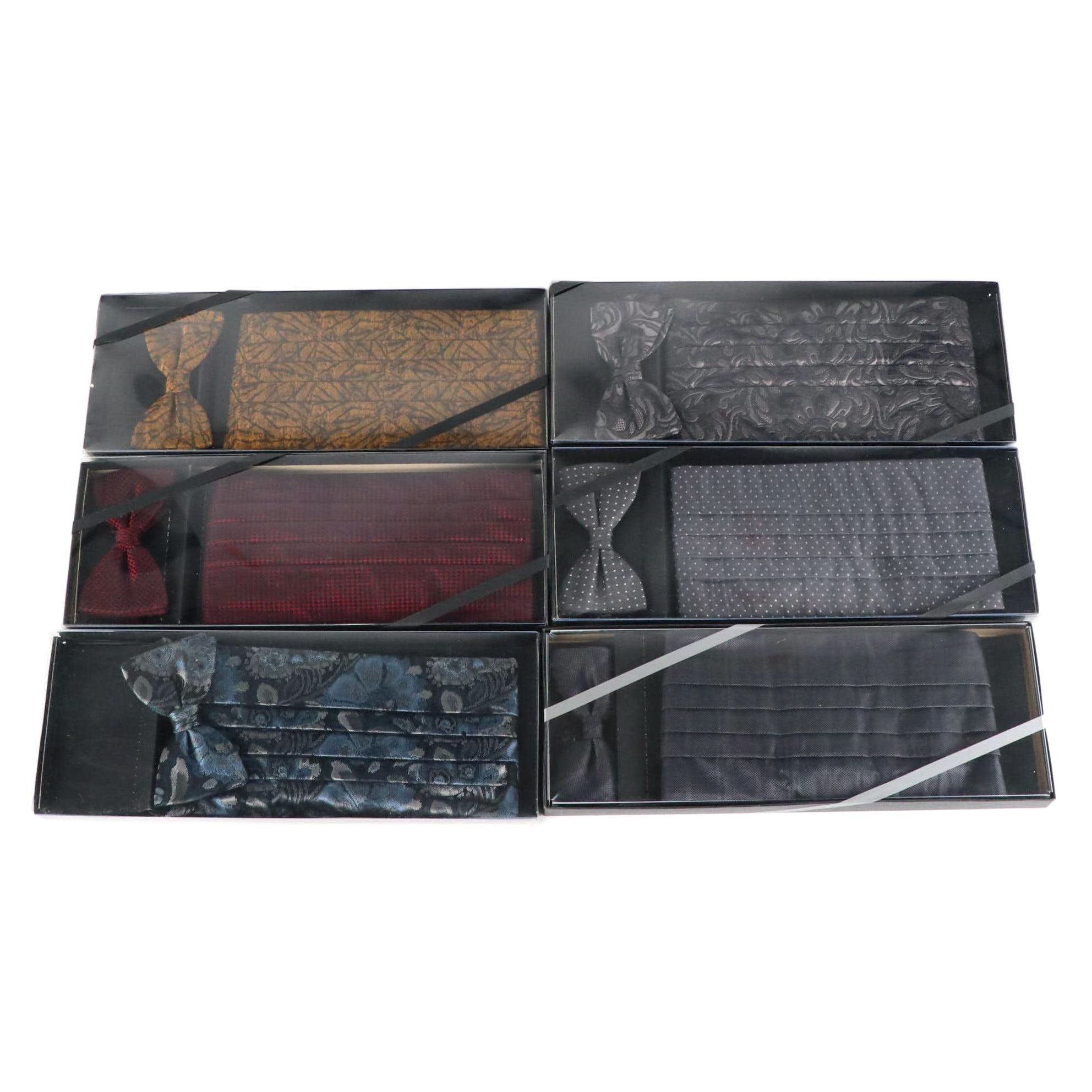 Men's Cummerbund and Bow Tie Sets in Silk, in Boxes