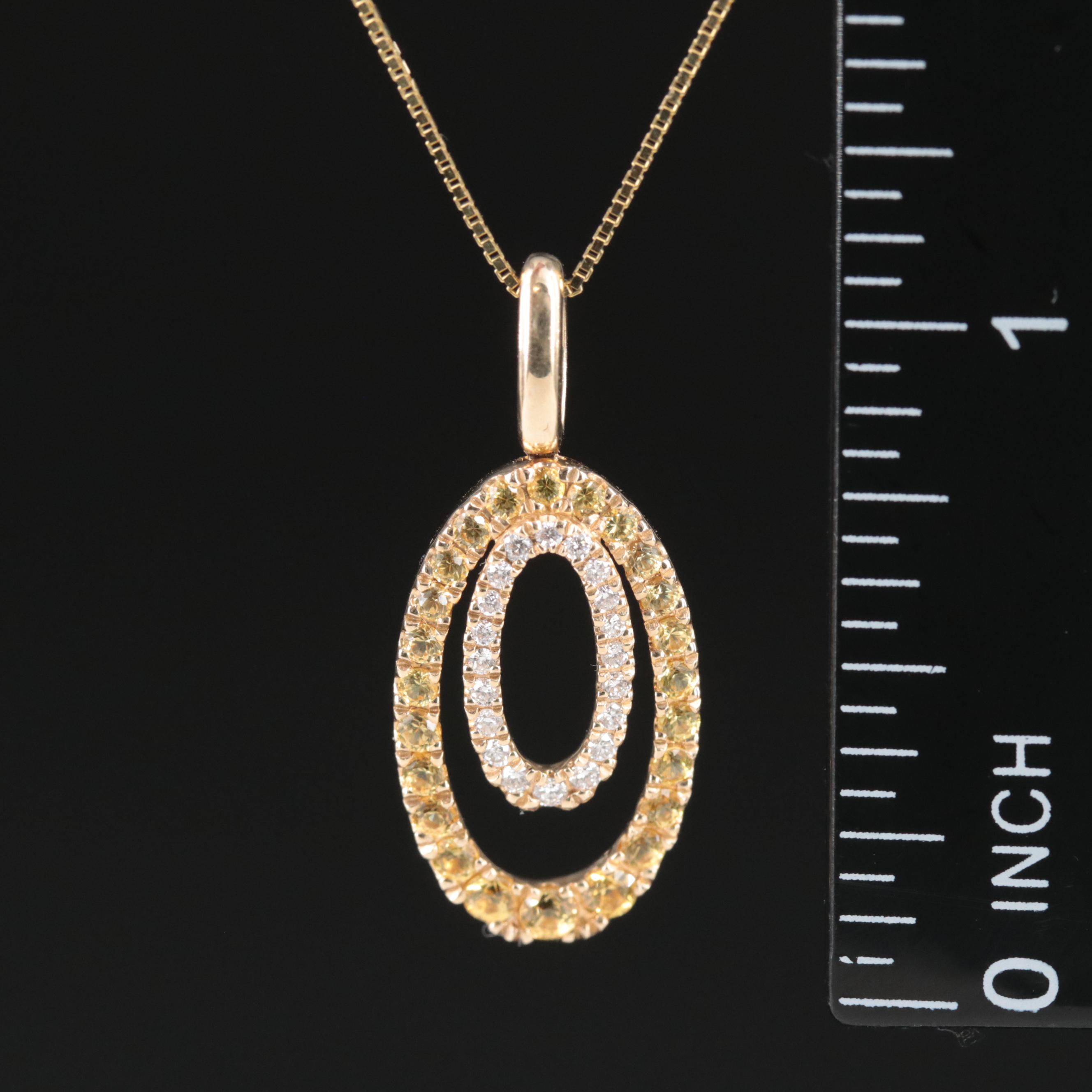 14K Diamond and Yellow Sapphire Pendant Necklace