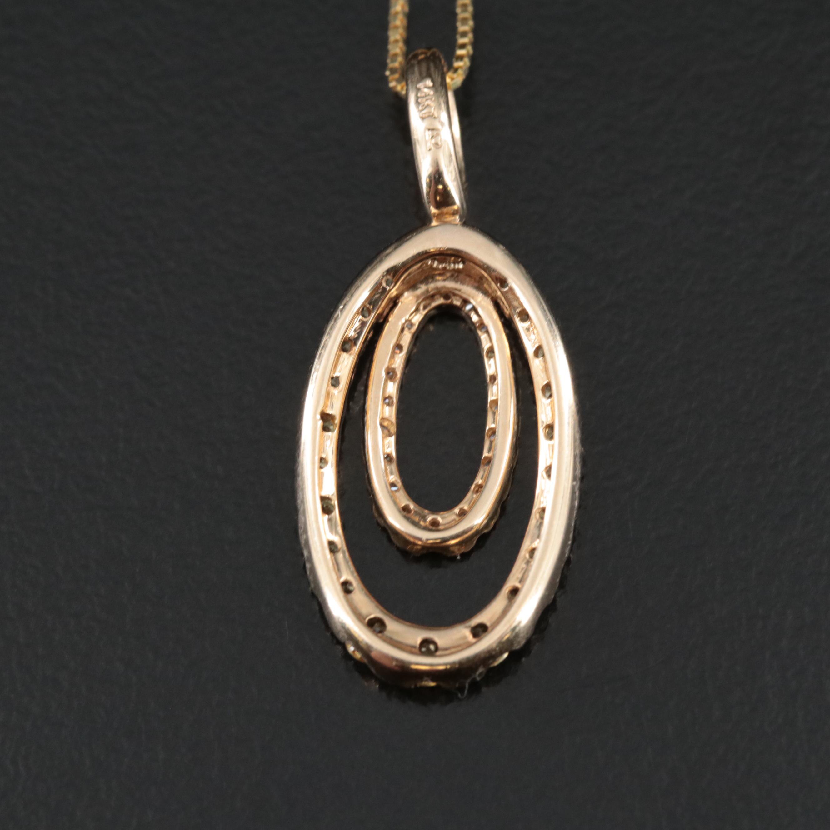 14K Diamond and Yellow Sapphire Pendant Necklace